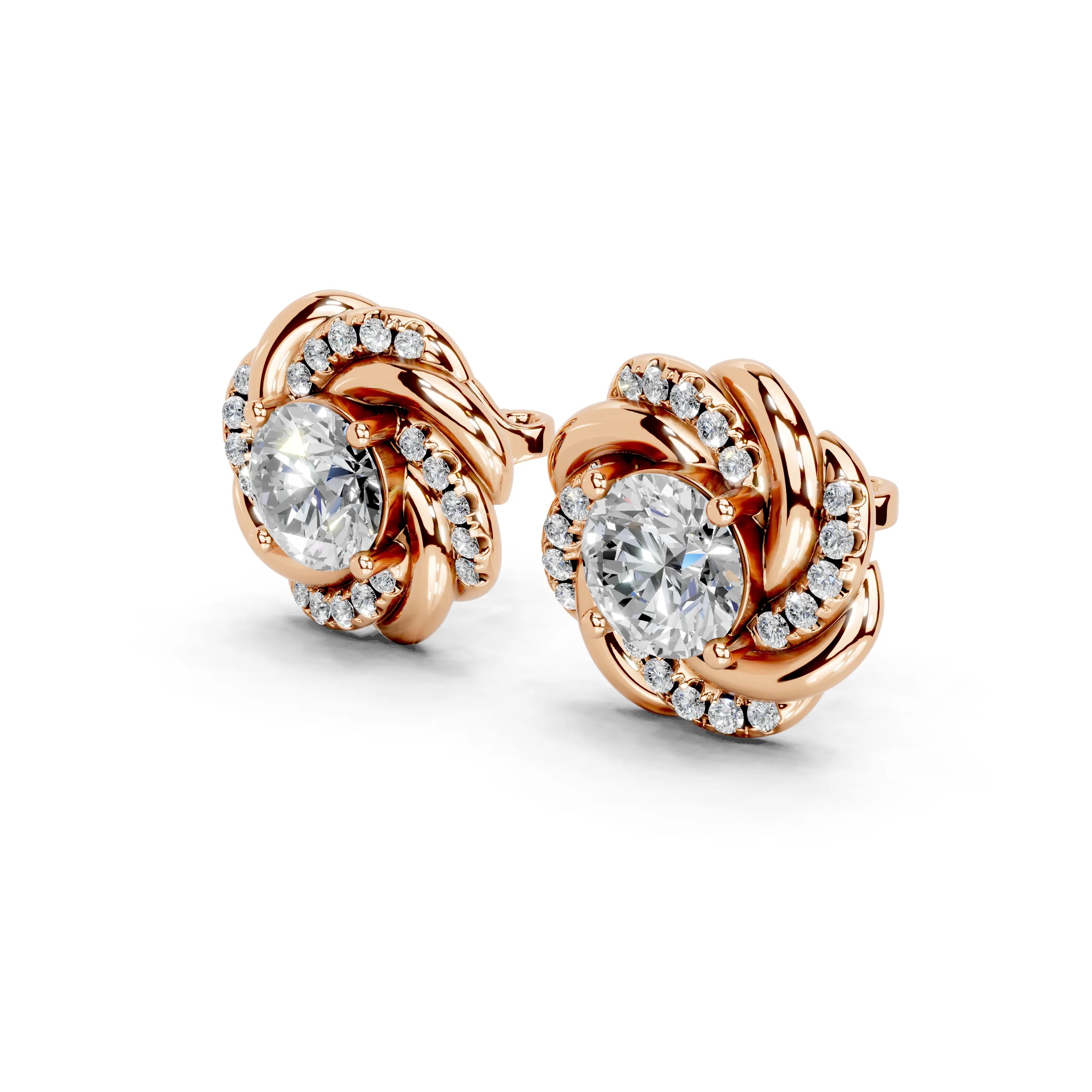 Double Spiral Halo Stud Earrings