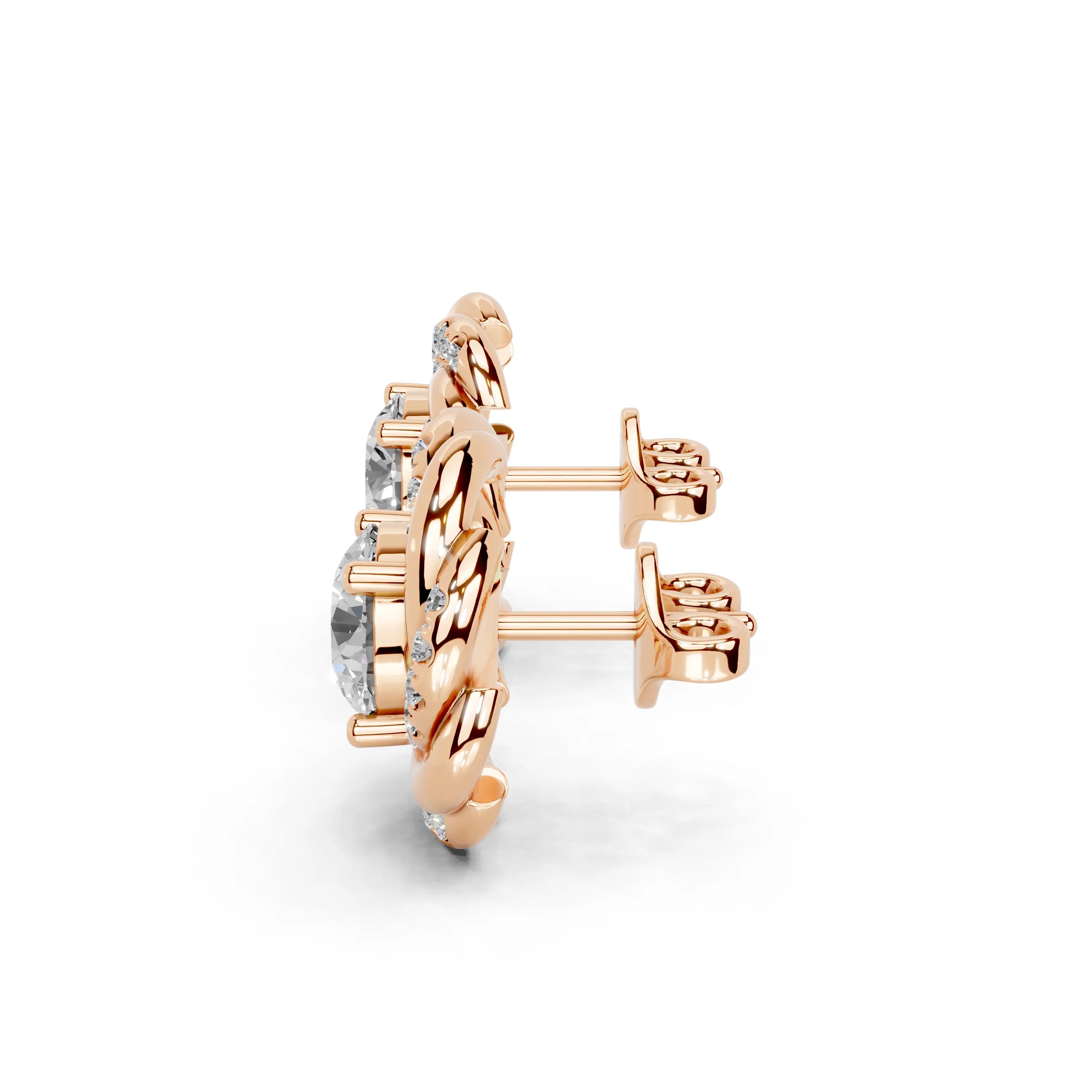 Double Spiral Halo Stud Earrings