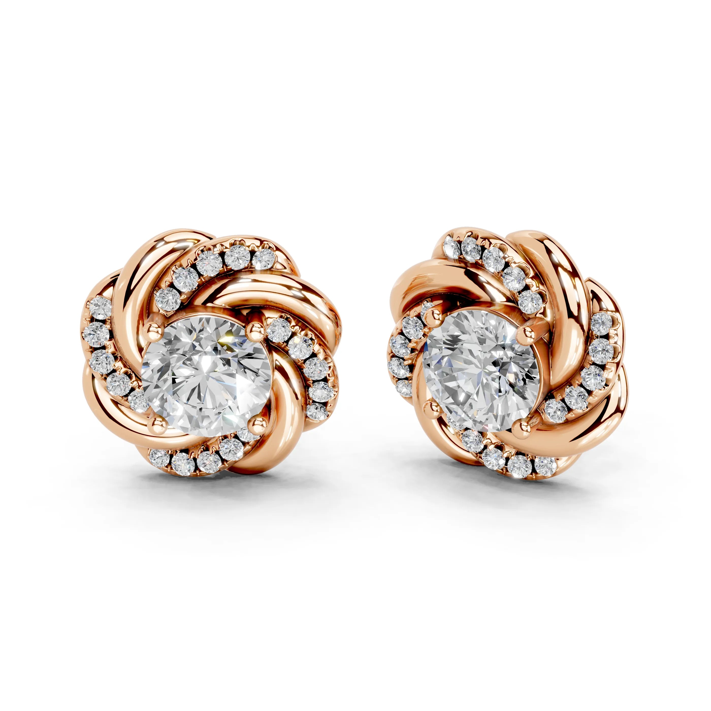 Double Spiral Halo Stud Earrings
