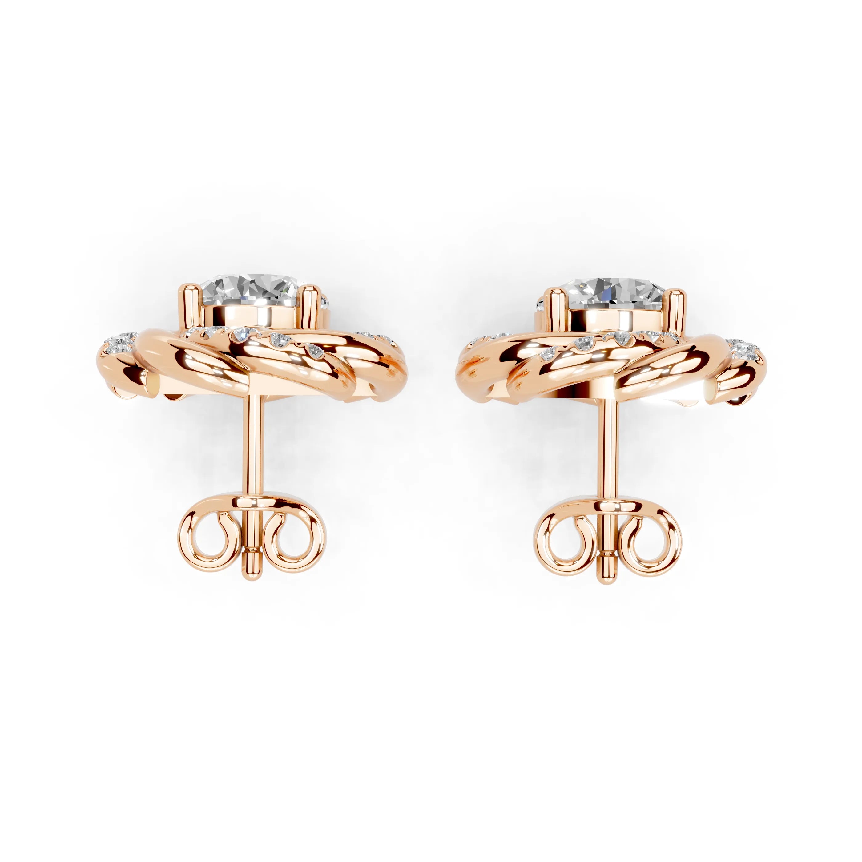 Double Spiral Halo Stud Earrings