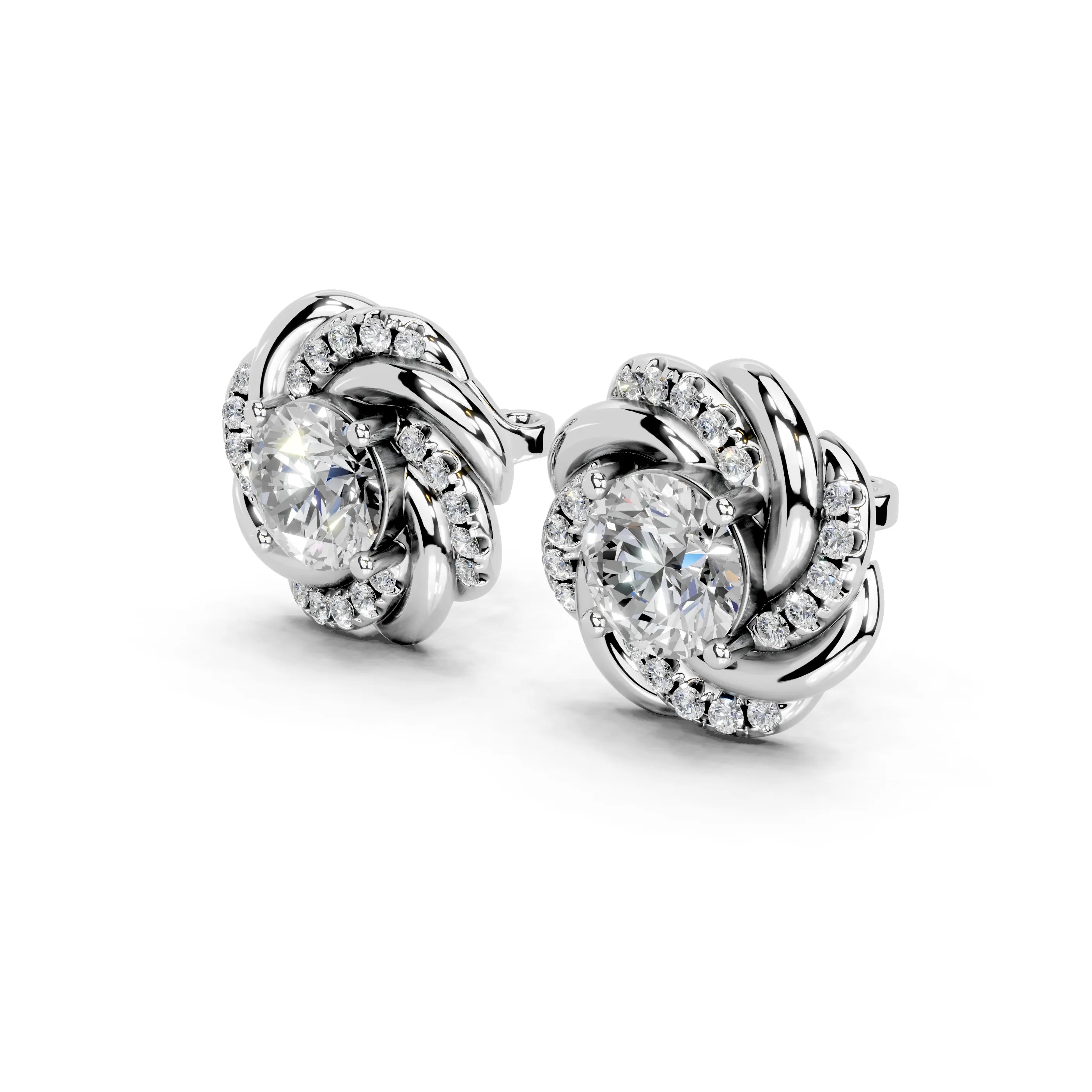 Double Spiral Halo Stud Earrings