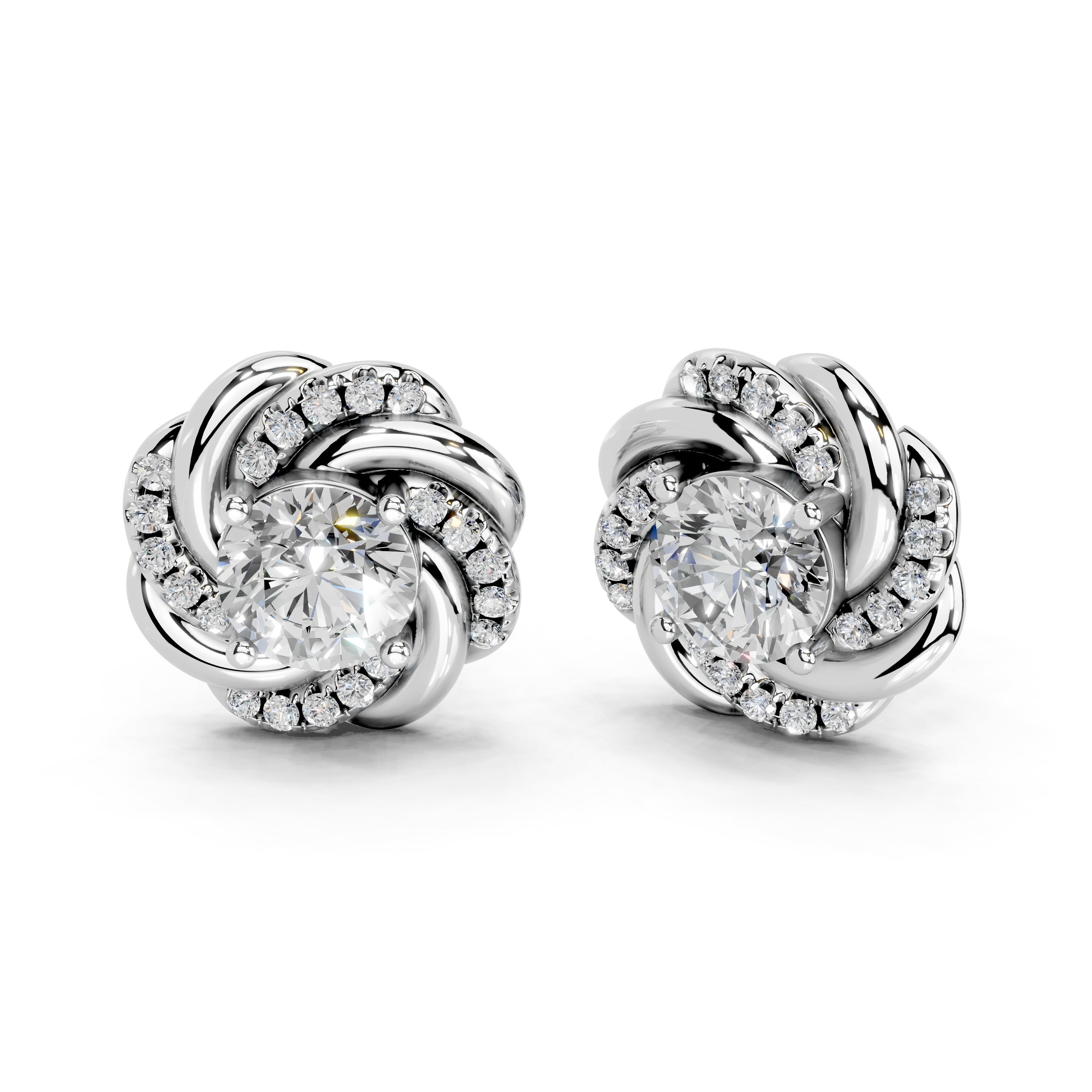 Double Spiral Halo Stud Earrings