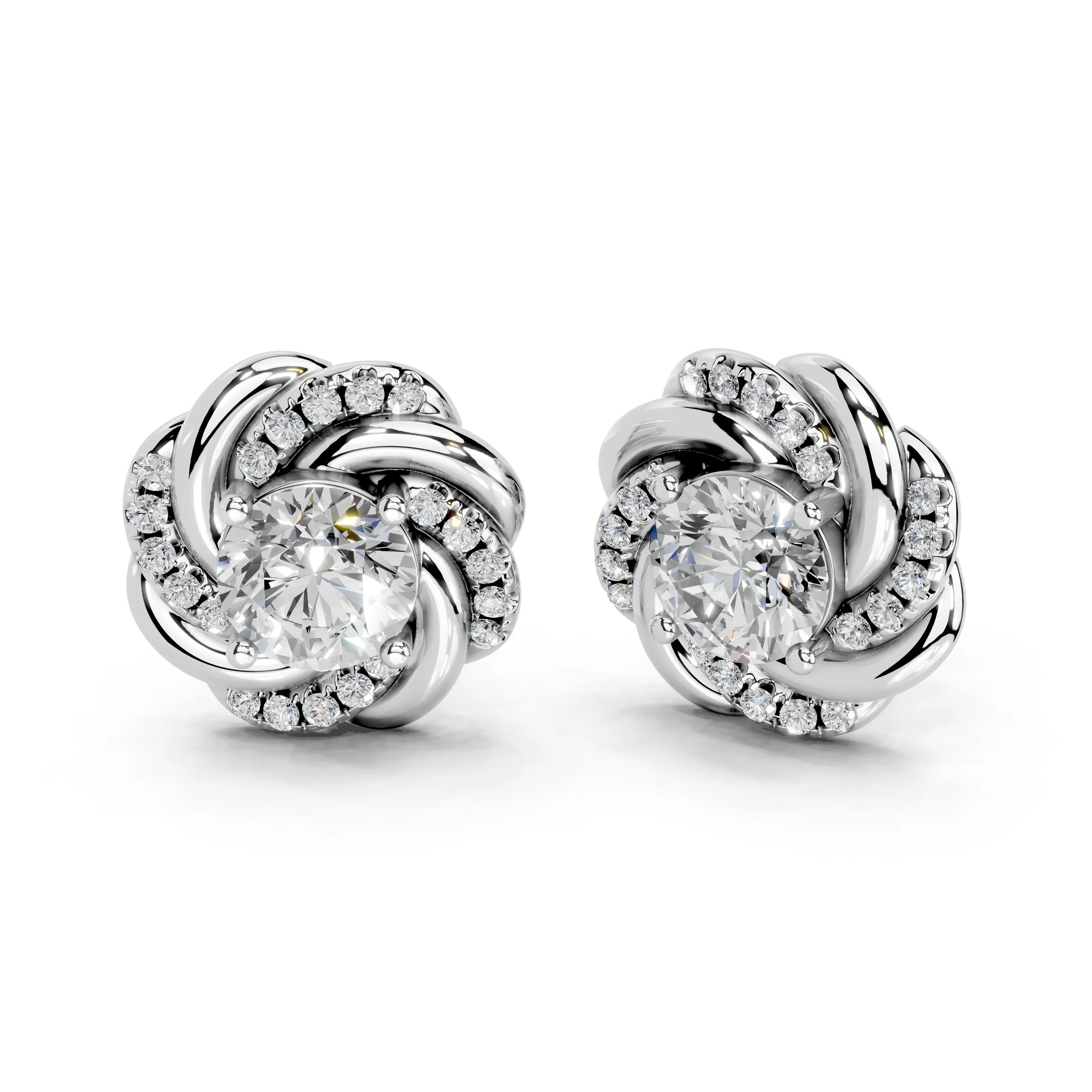 Double Spiral Halo Stud Earrings