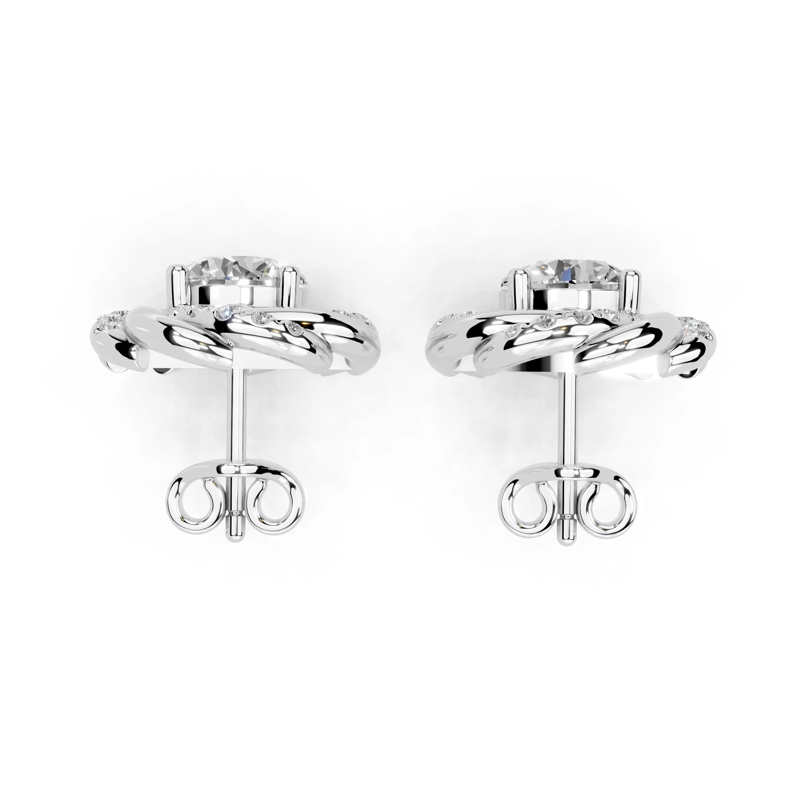Double Spiral Halo Stud Earrings