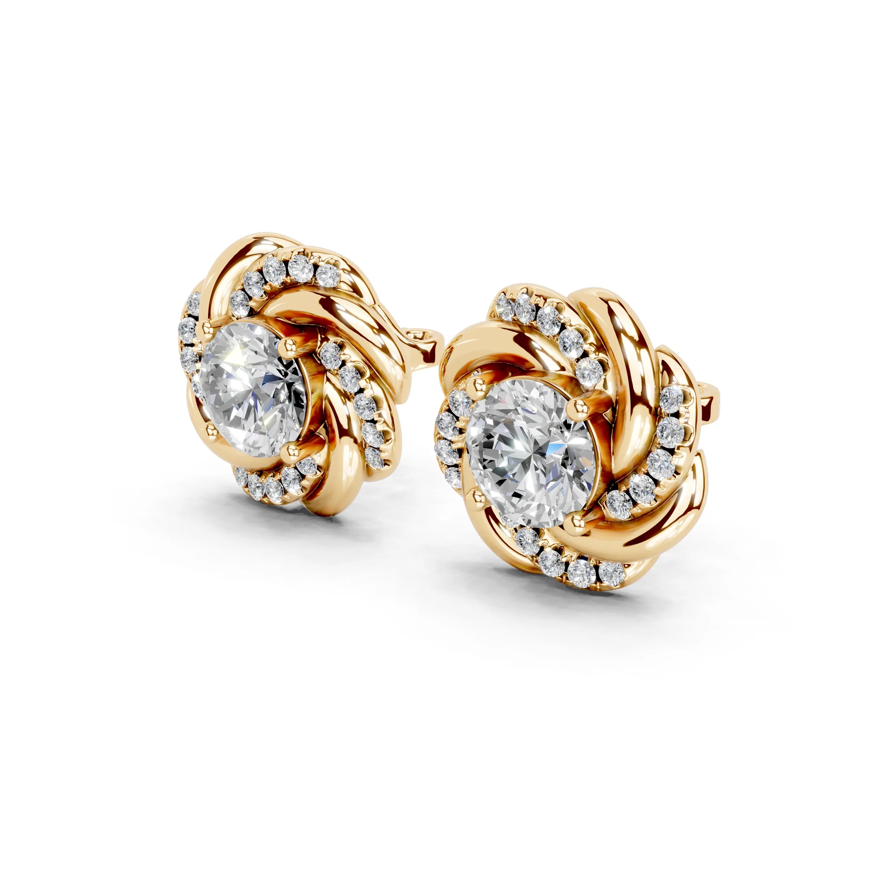 Double Spiral Halo Stud Earrings