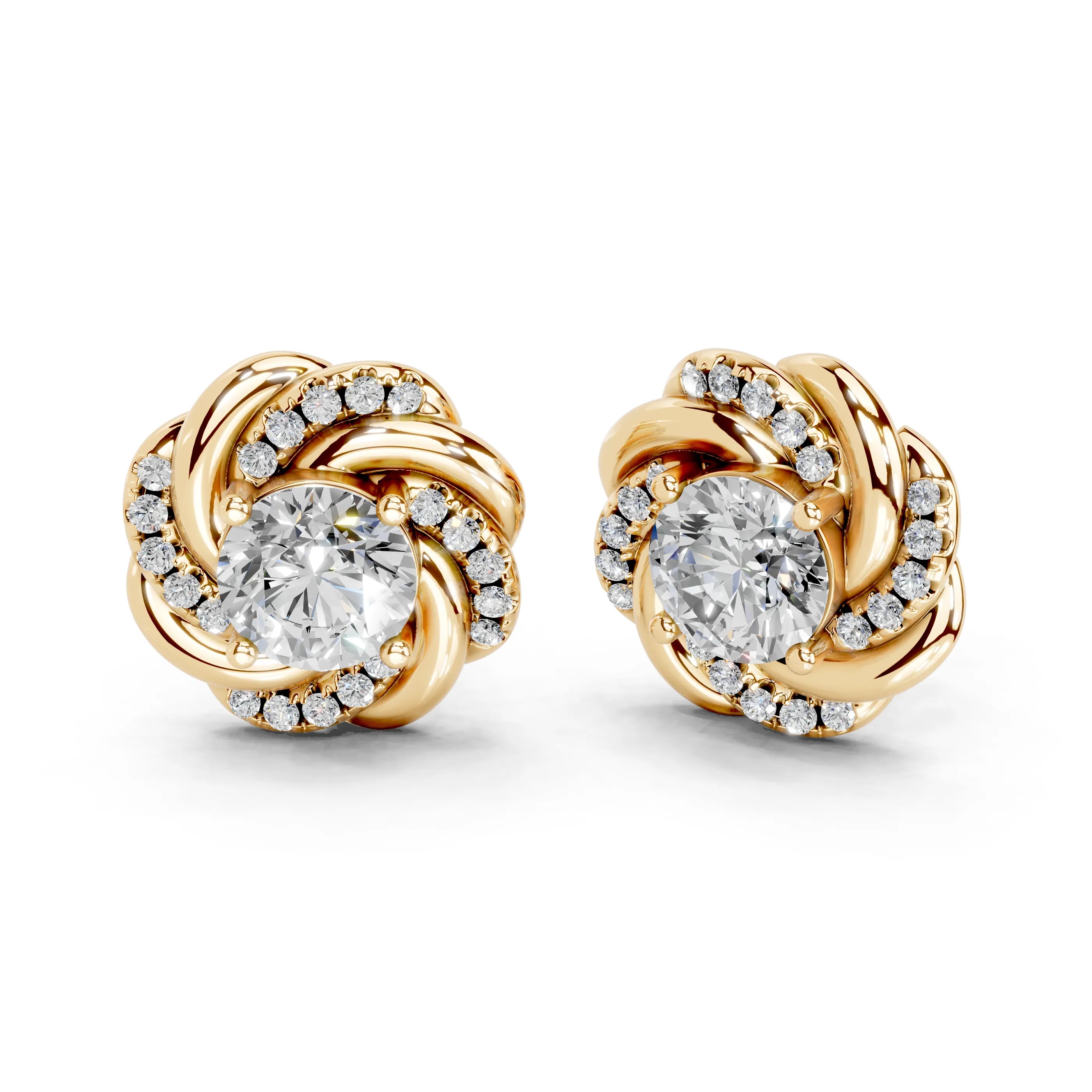 Double Spiral Halo Stud Earrings