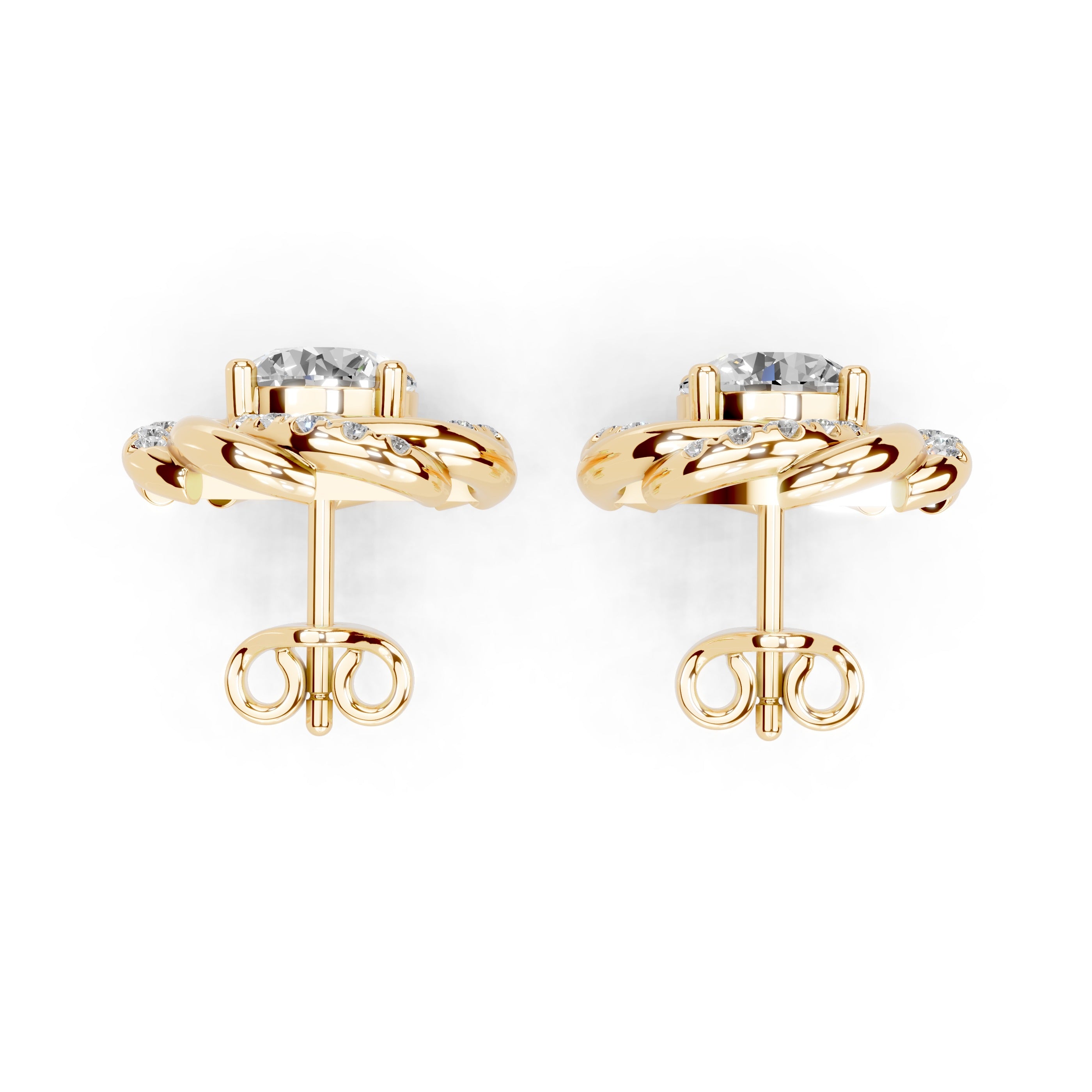 Double Spiral Halo Stud Earrings
