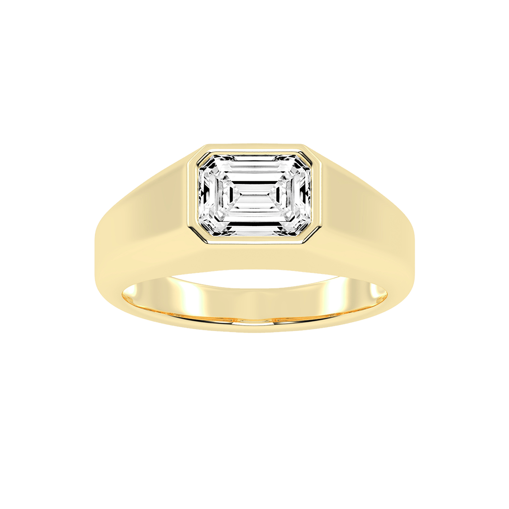 Emerald Cut Bezel Set Signet Ring