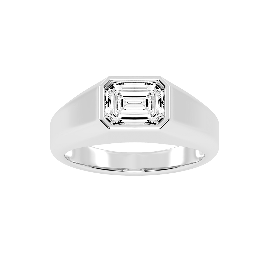Emerald Cut Bezel Set Signet Ring