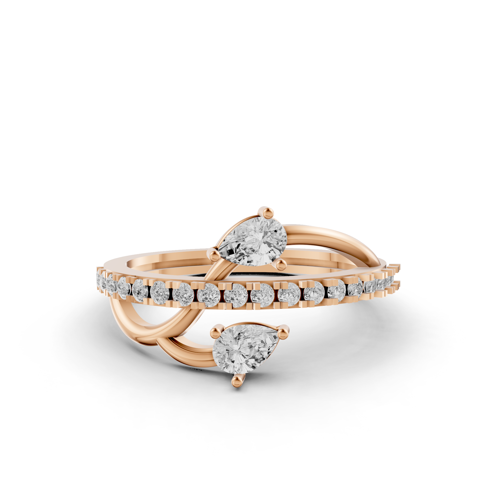 Pear Bypass Fashion Ring