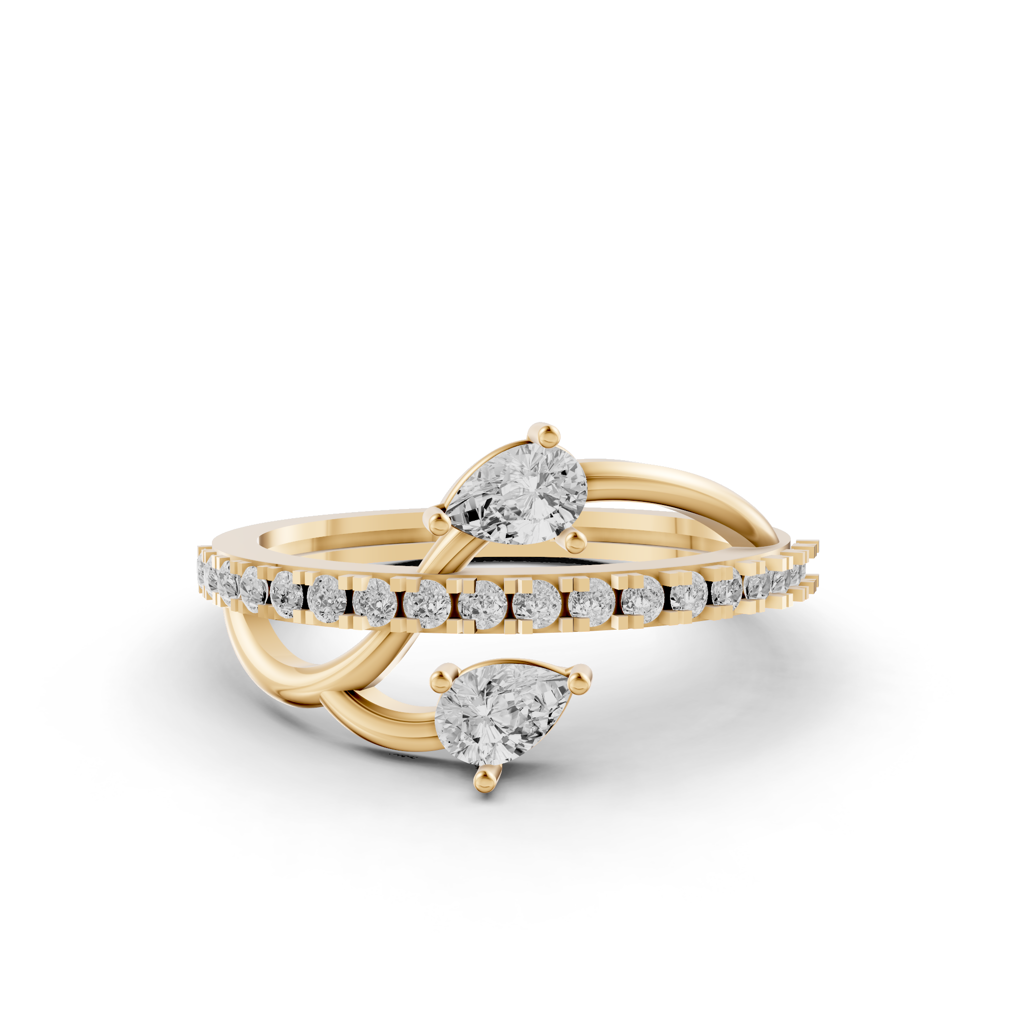 Pear Bypass Fashion Ring