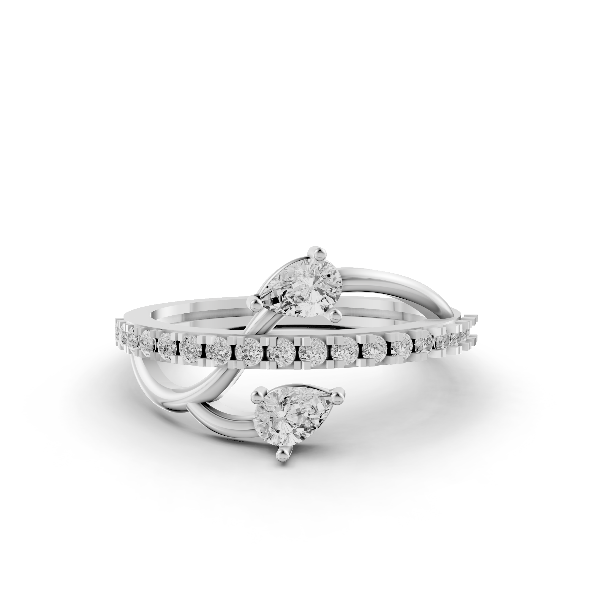 Pear Bypass Fashion Ring