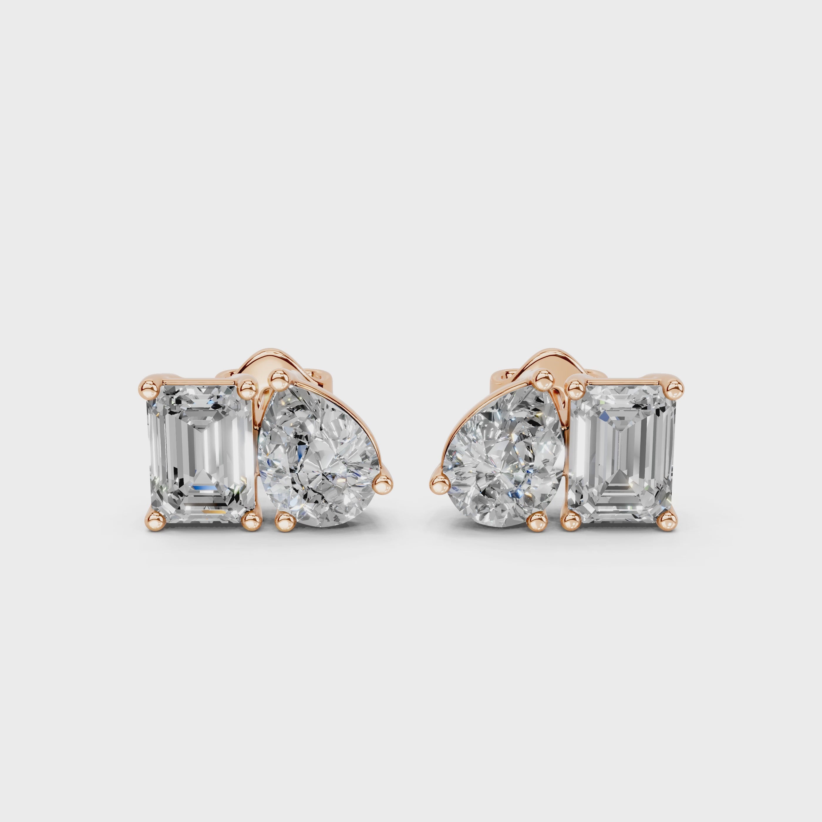 Pear & Emerald Cut Stud Earrings