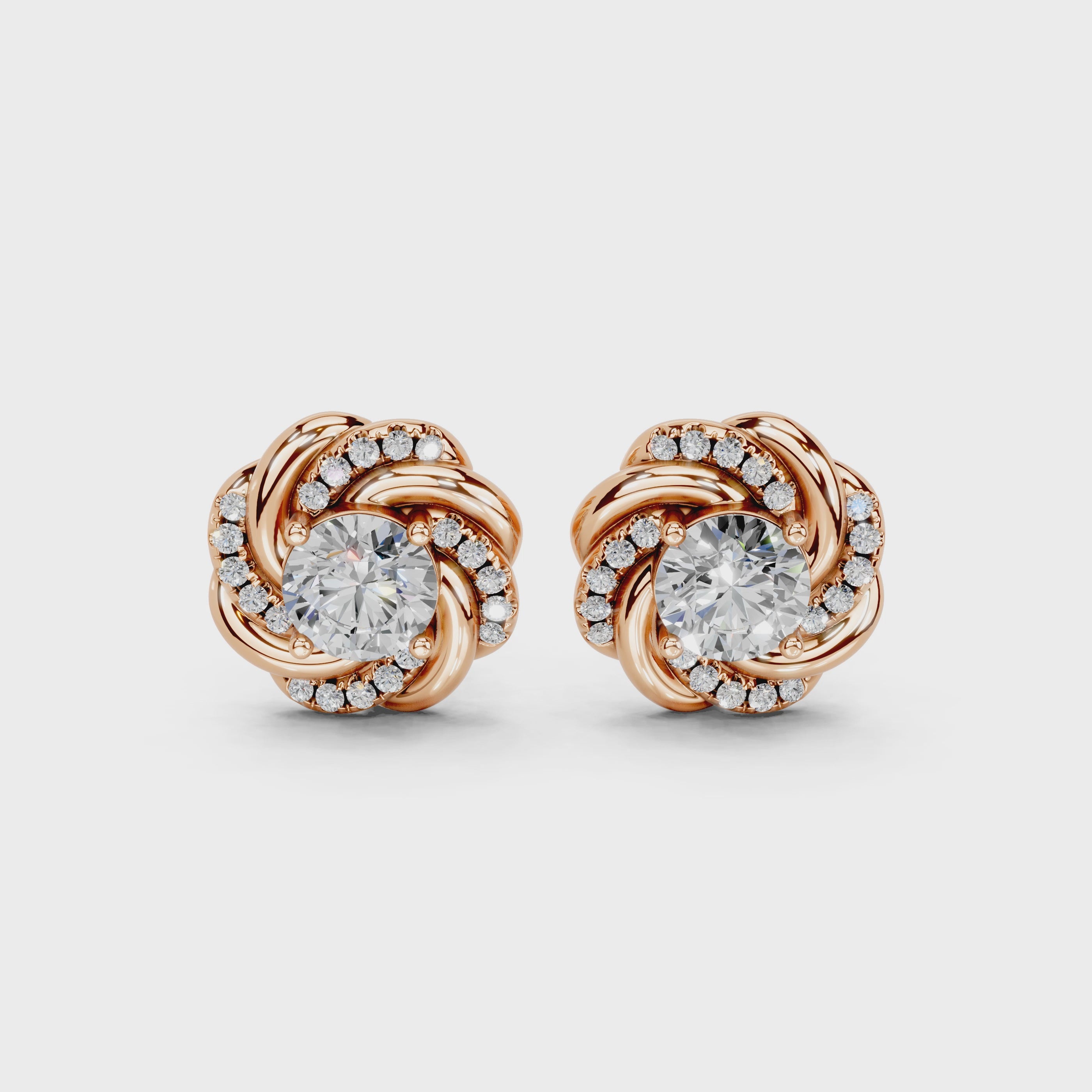 Double Spiral Halo Stud Earrings