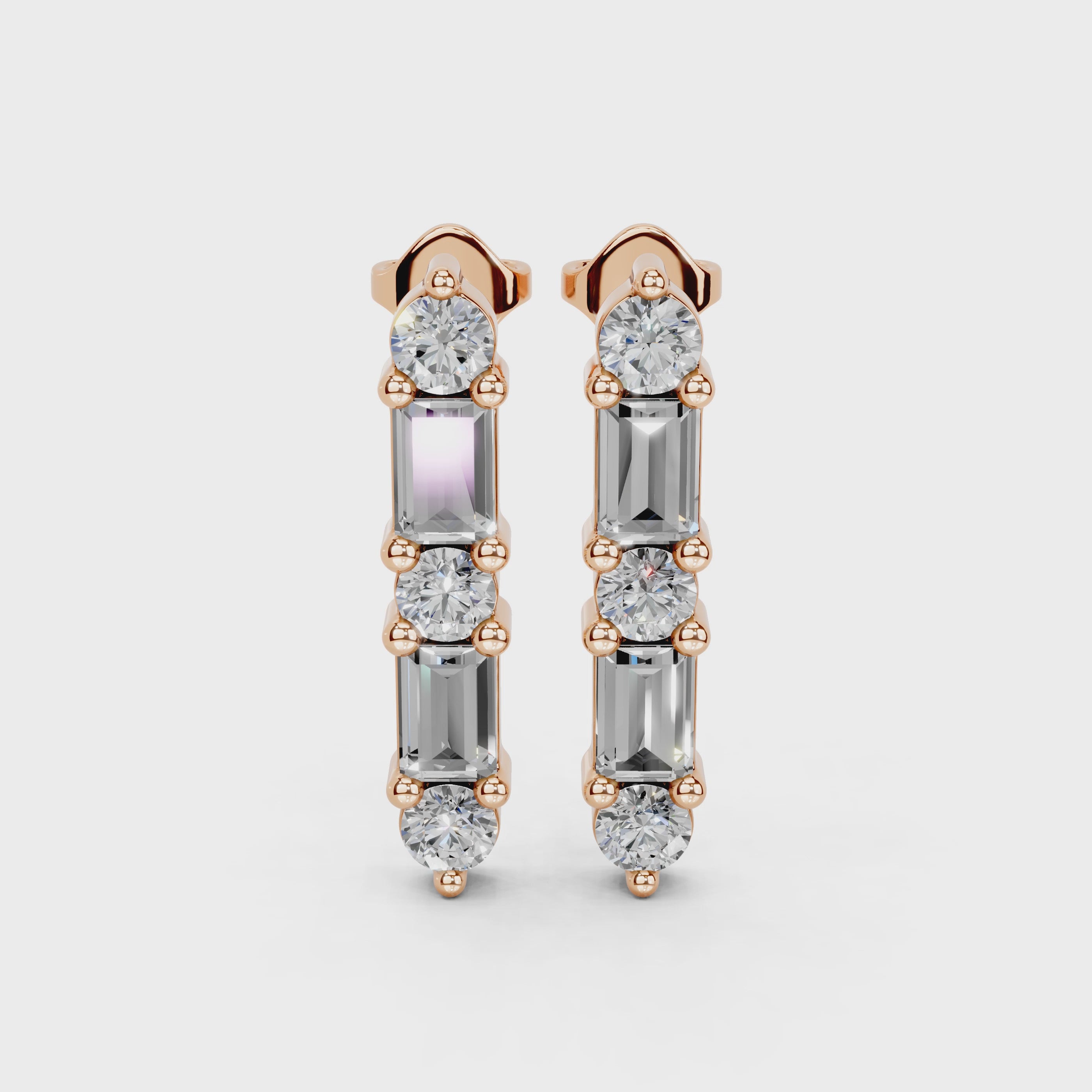 Diamond Bar Stud Earrings