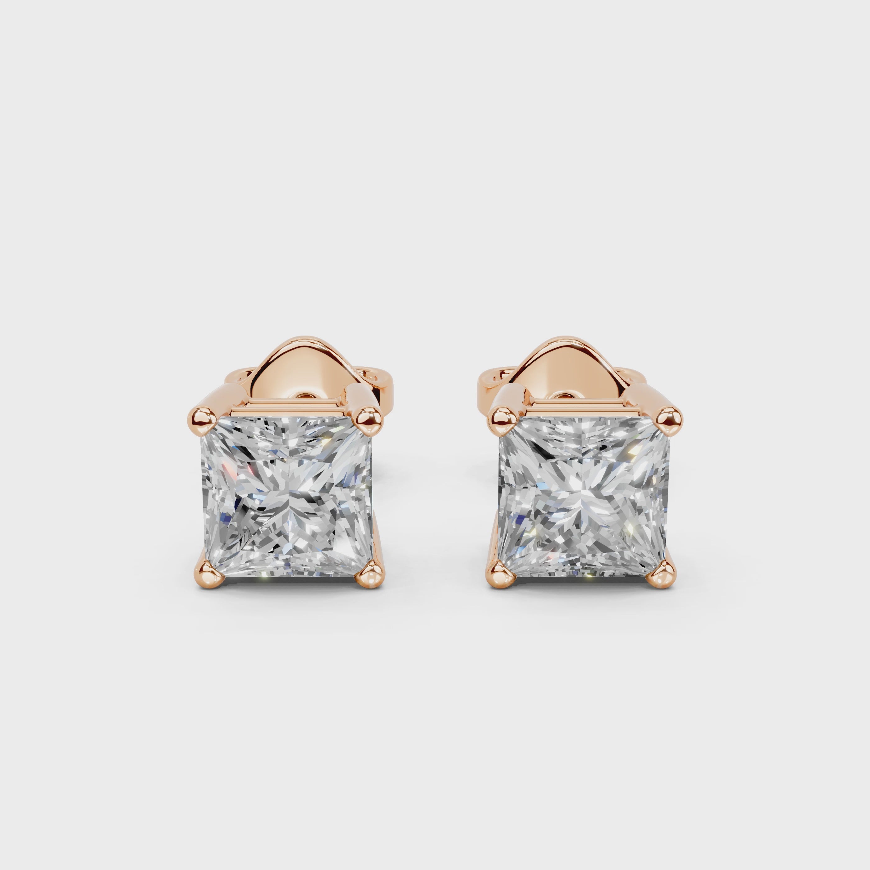 Princess Solitaire Stud Earrings 1 ct