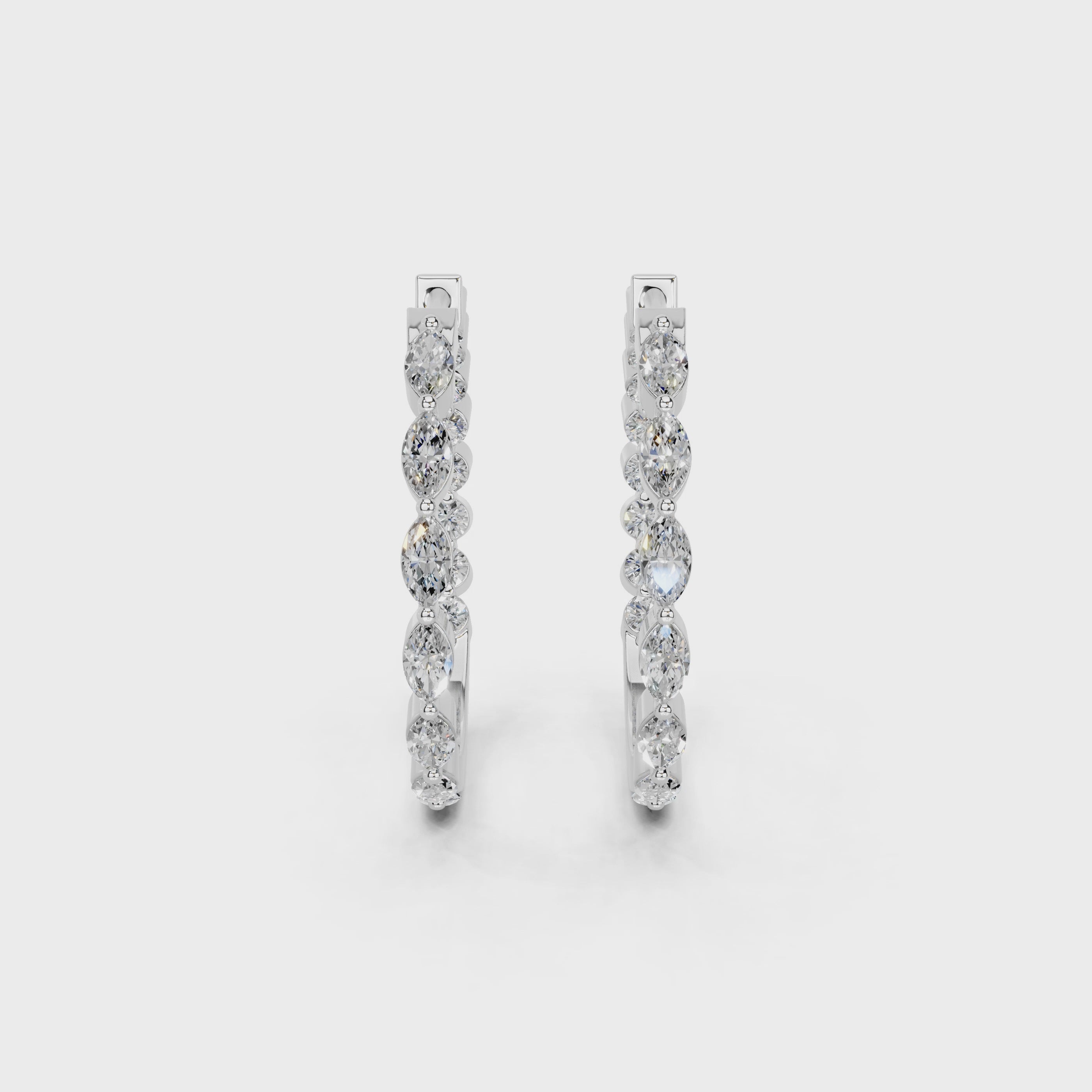 Marquise & Round In & Out Hoop Earrings