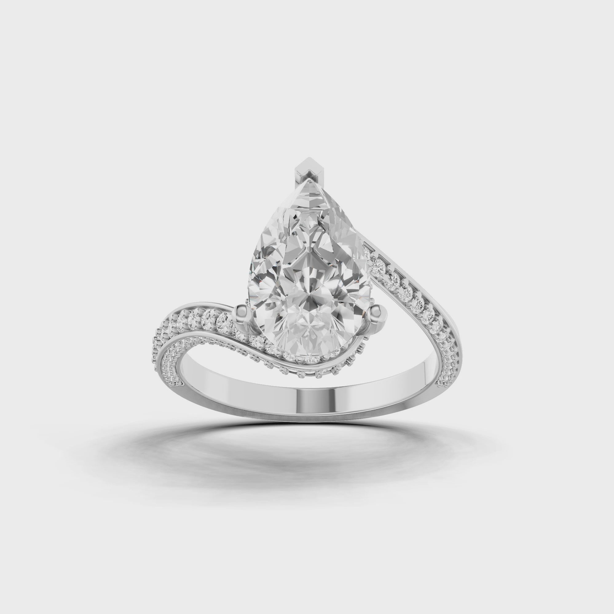 Pave Pear Twist Ring
