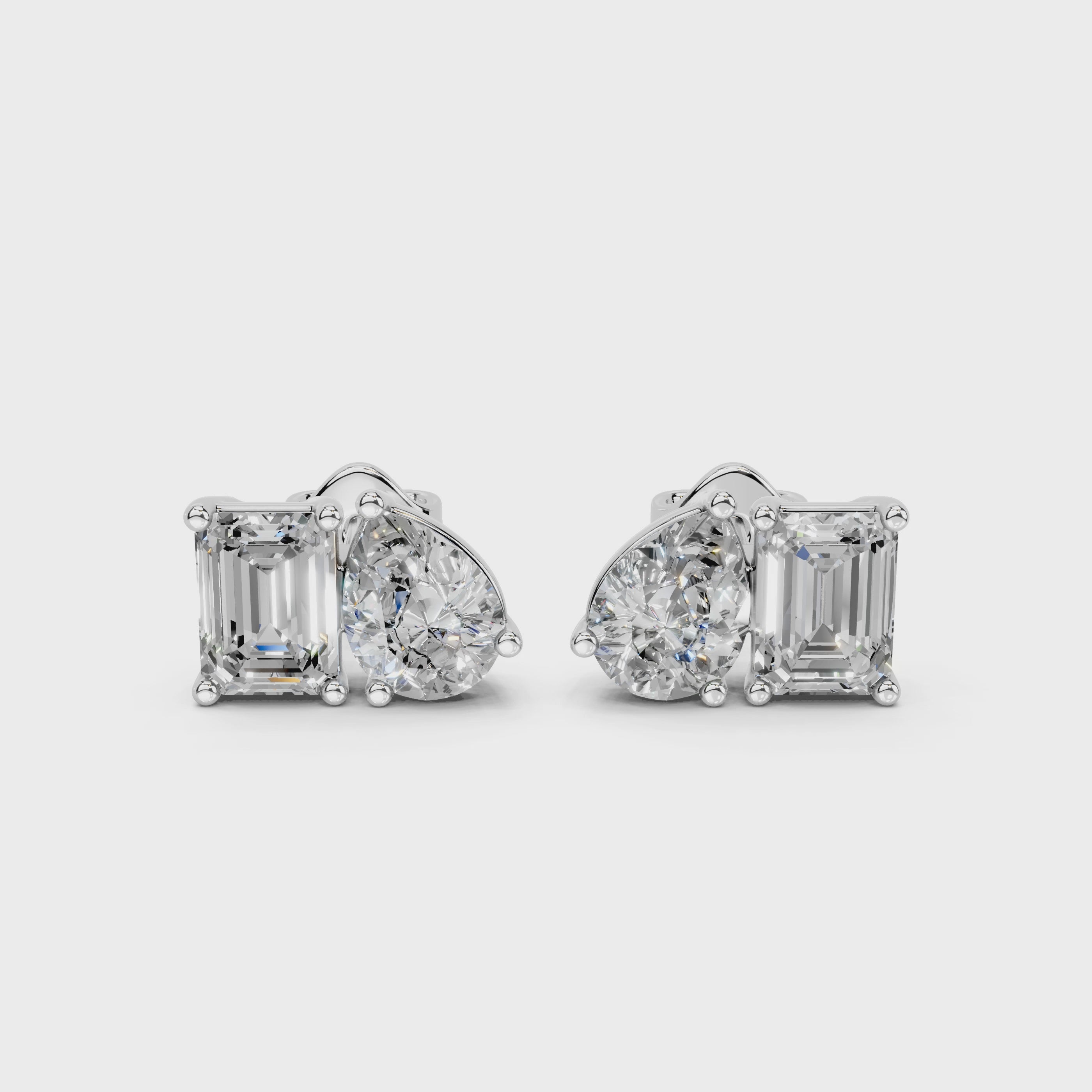 Pear & Emerald Cut Stud Earrings