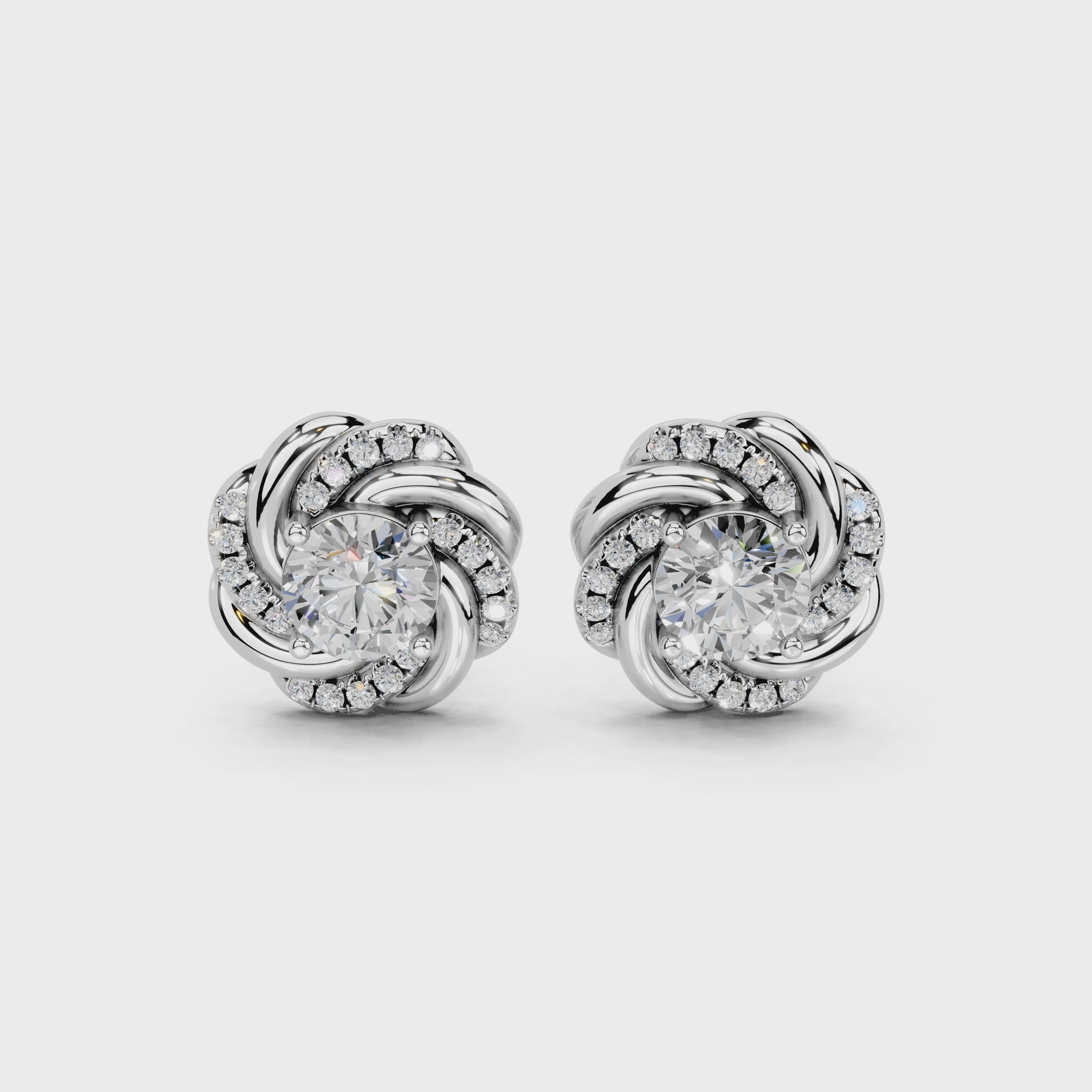 Double Spiral Halo Stud Earrings