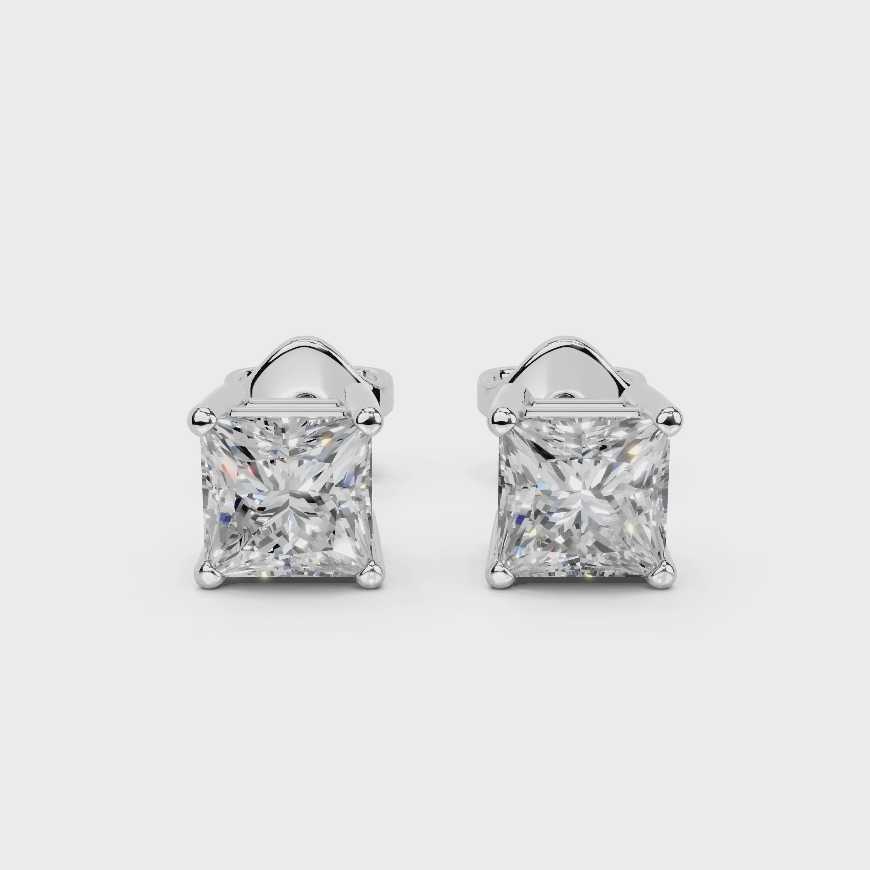 Princess Solitaire Stud Earrings 1 ct