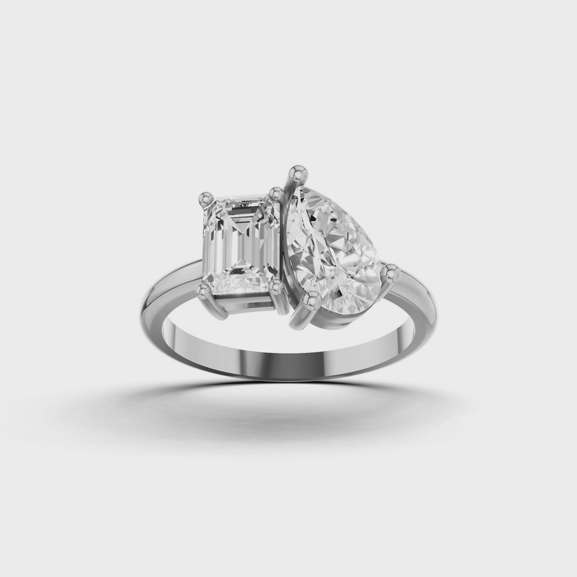 Pear and Radiant Toi Et Moi Ring