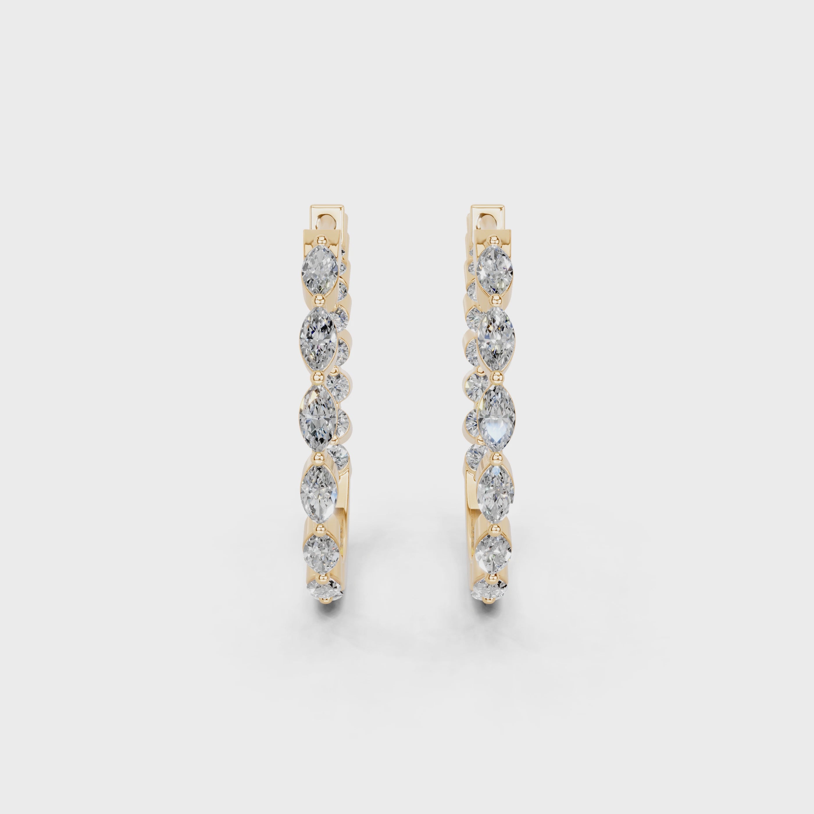 Marquise & Round In & Out Hoop Earrings