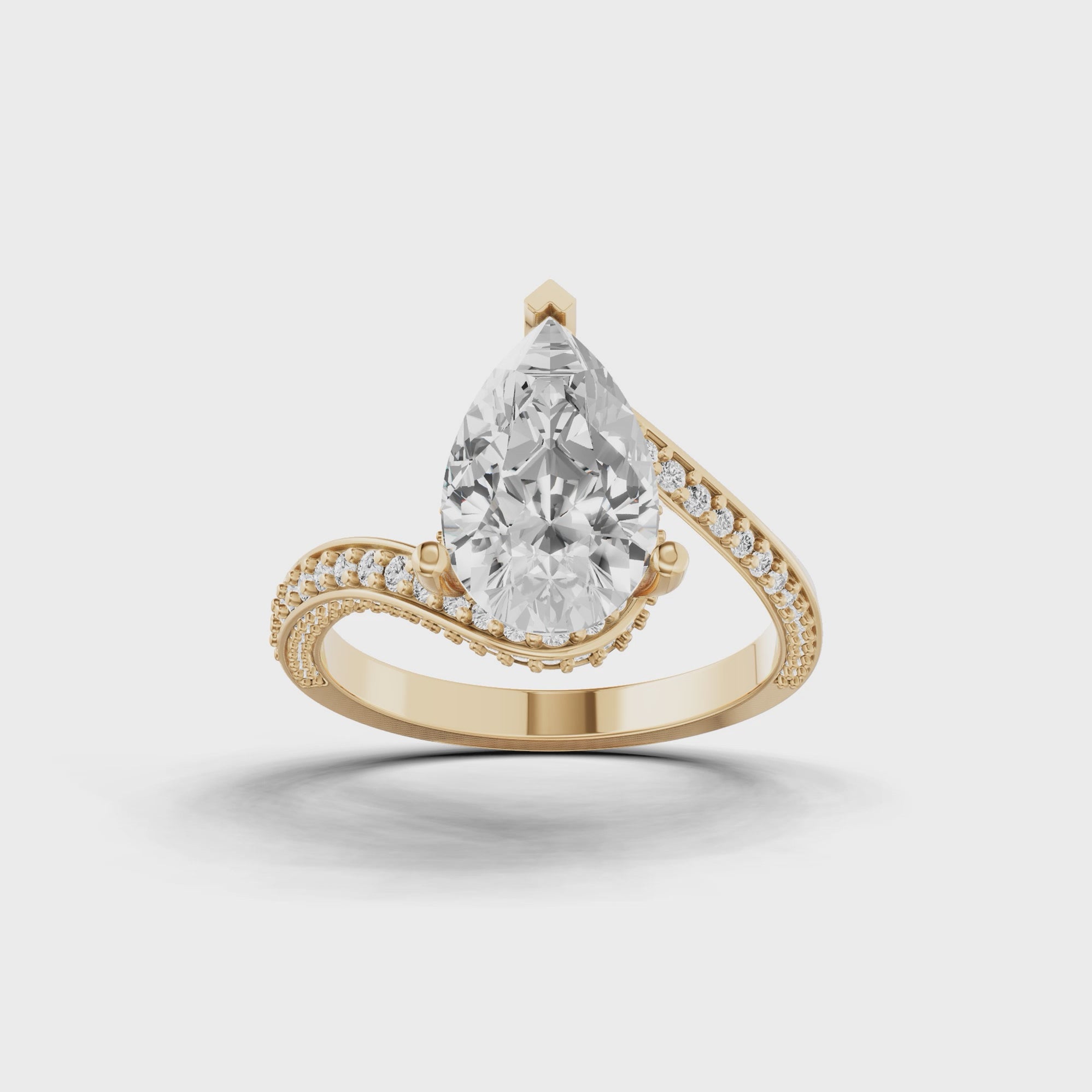 Pave Pear Twist Ring
