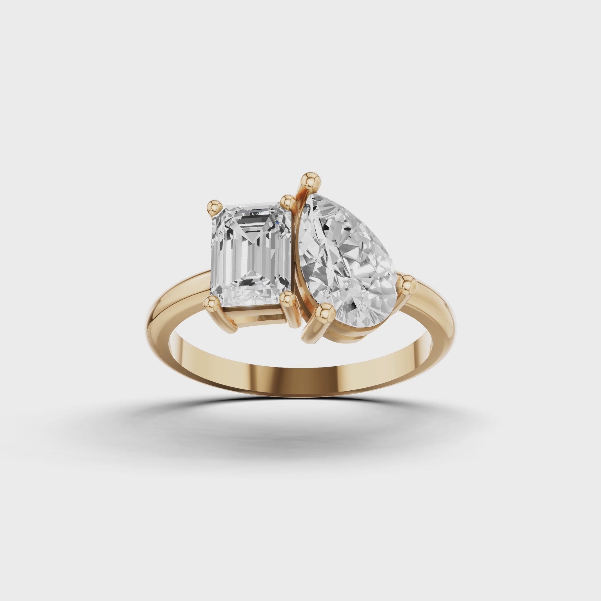 Pear and Radiant Toi Et Moi Ring