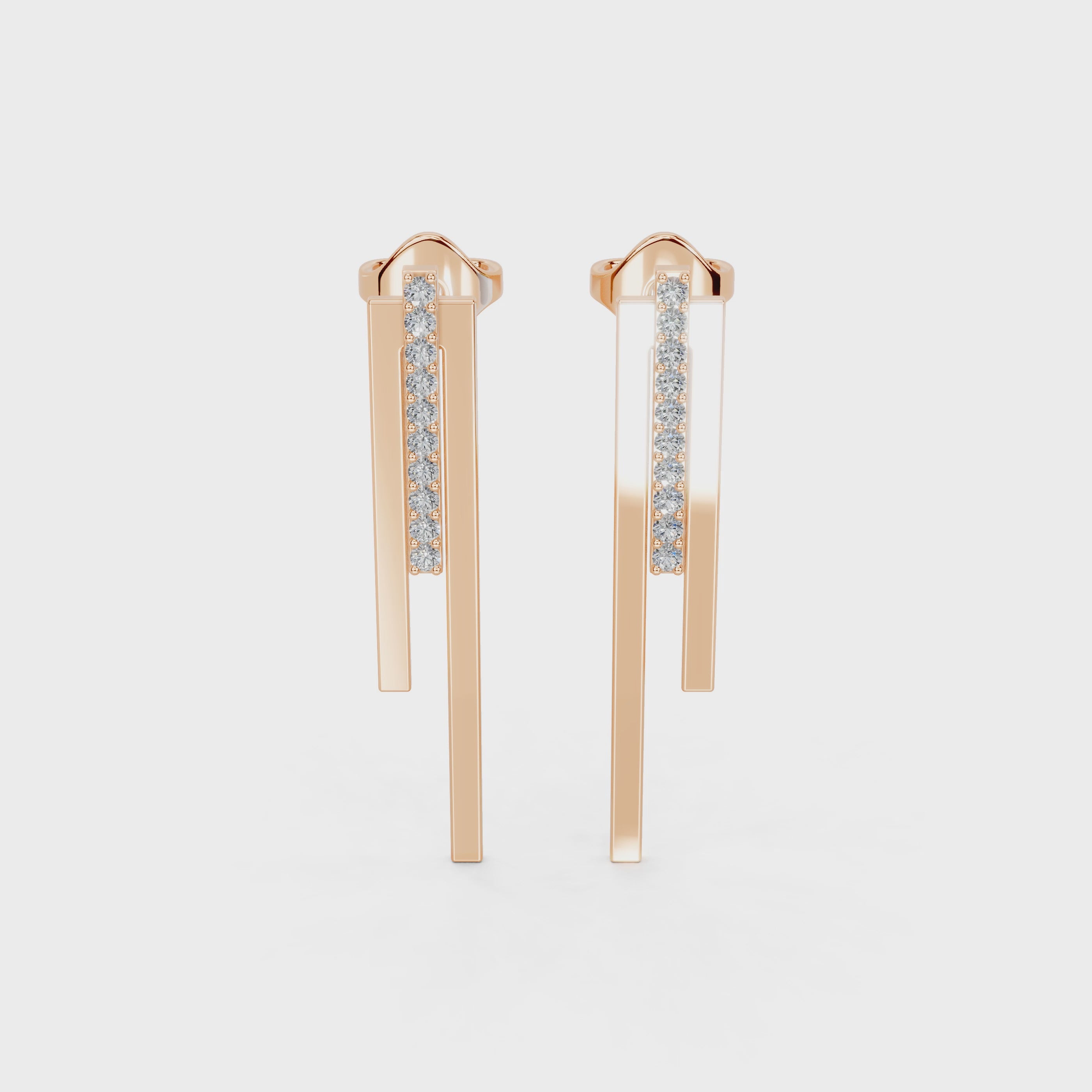 Diamond Bar Drop Earrings