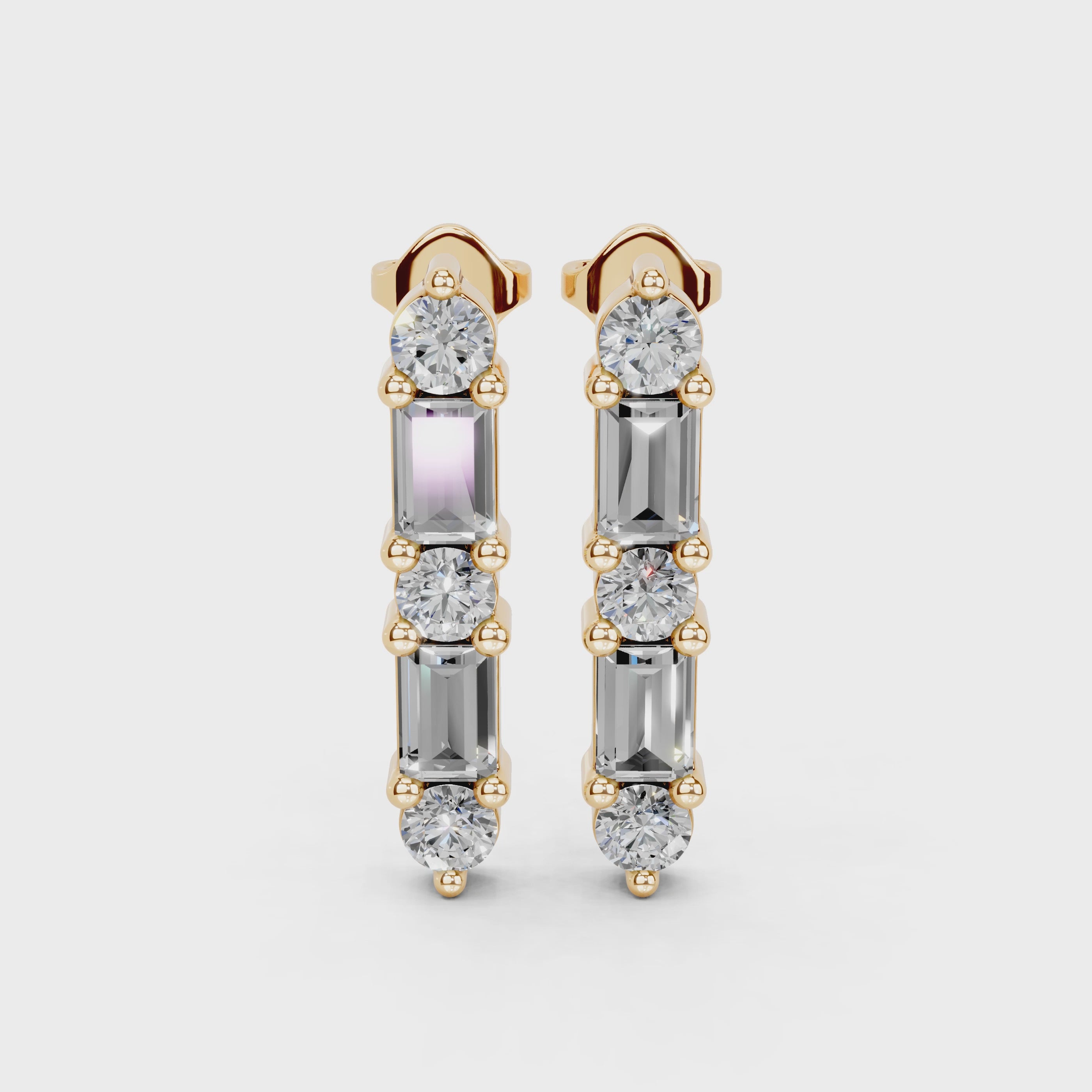 Diamond Bar Stud Earrings