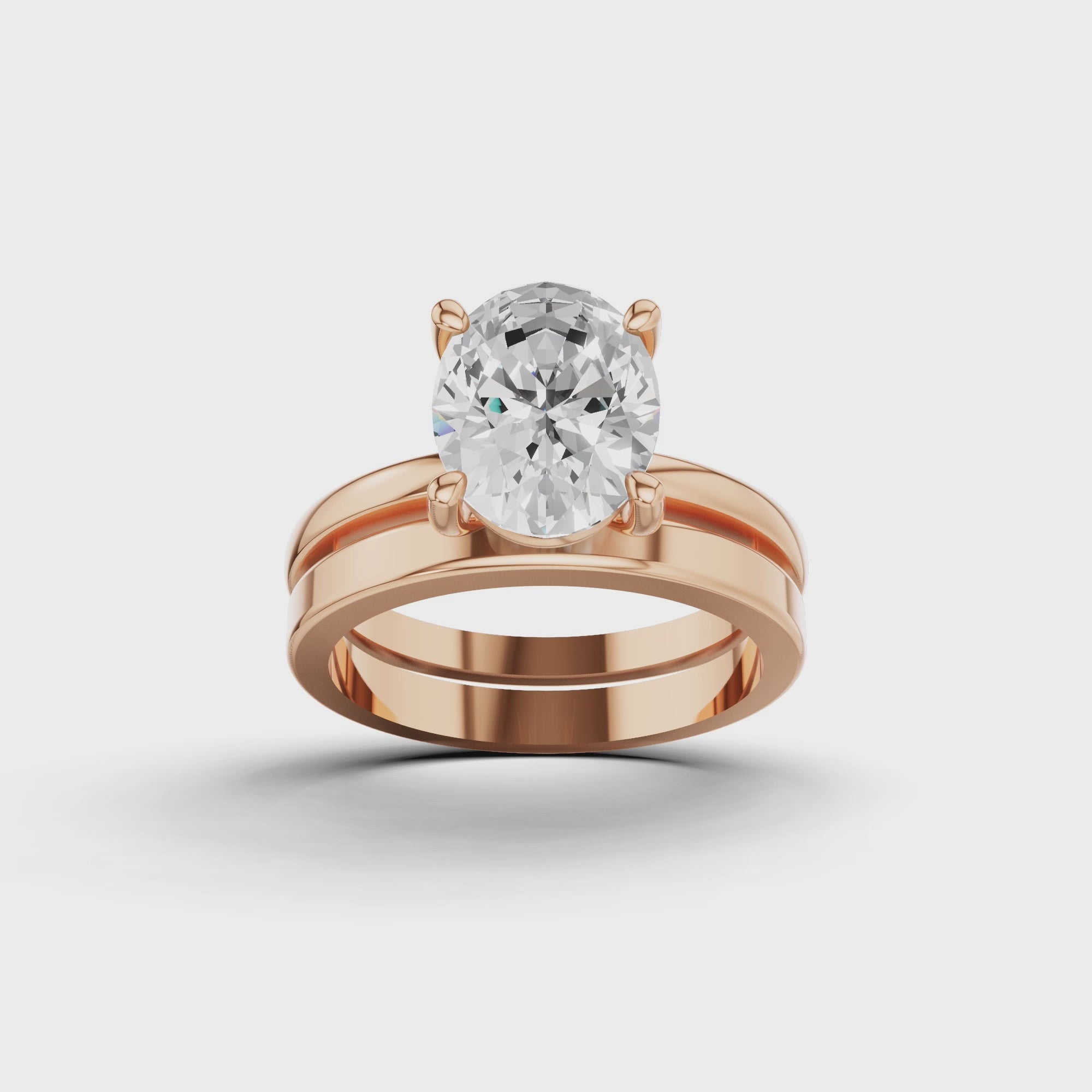 エレガントなオーバルソリティア婚約指輪セット