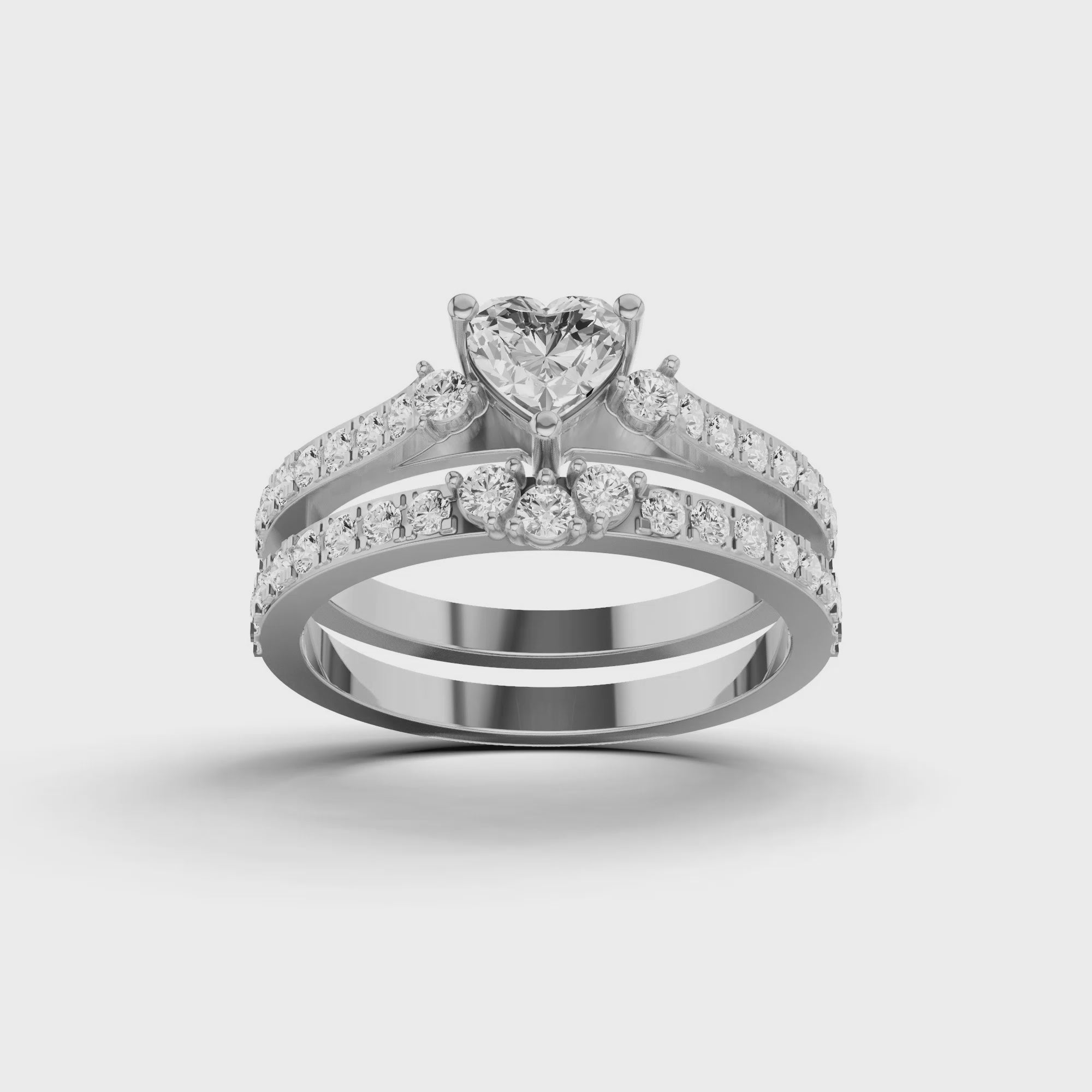 Heart Bridal Ring Set