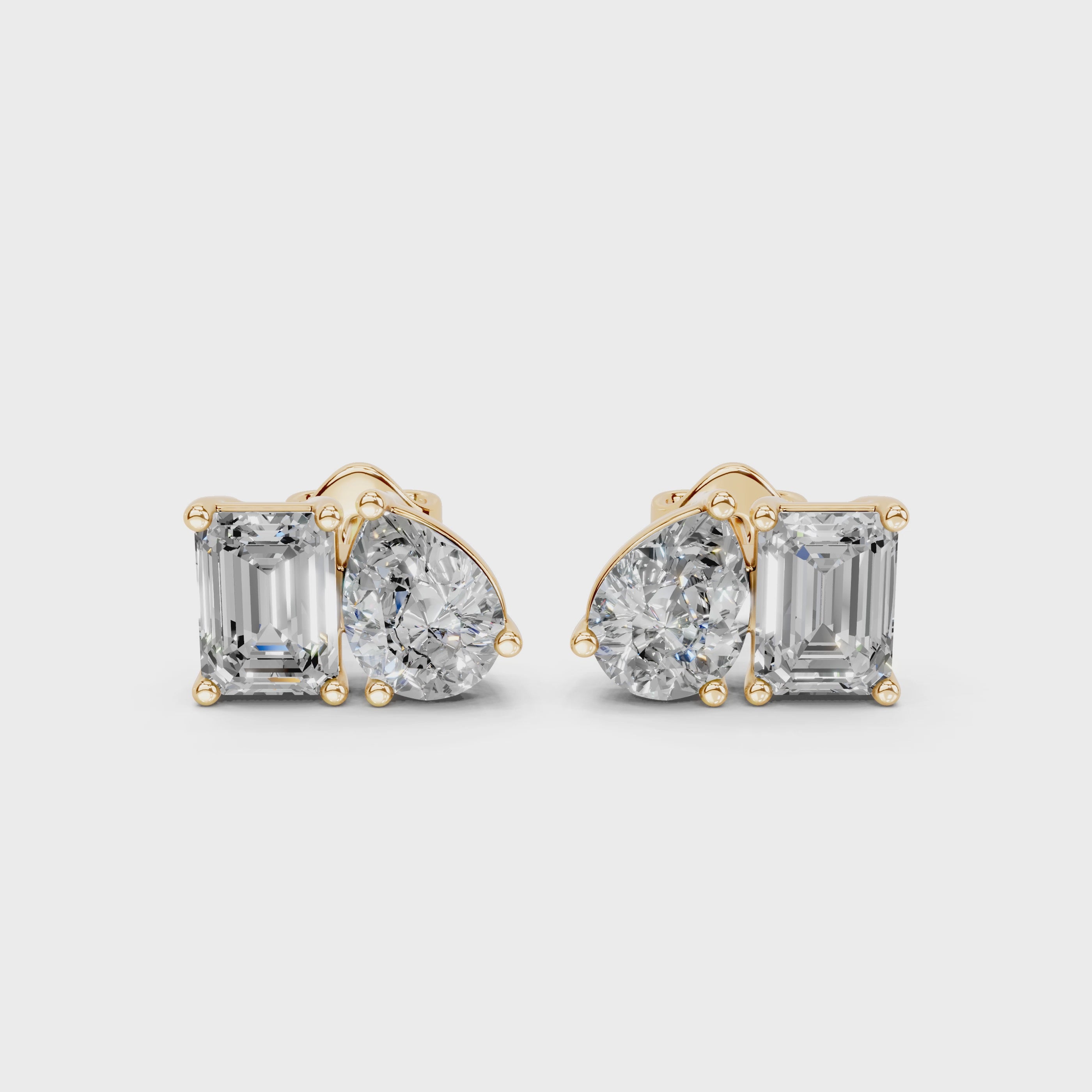 Pear & Emerald Cut Stud Earrings