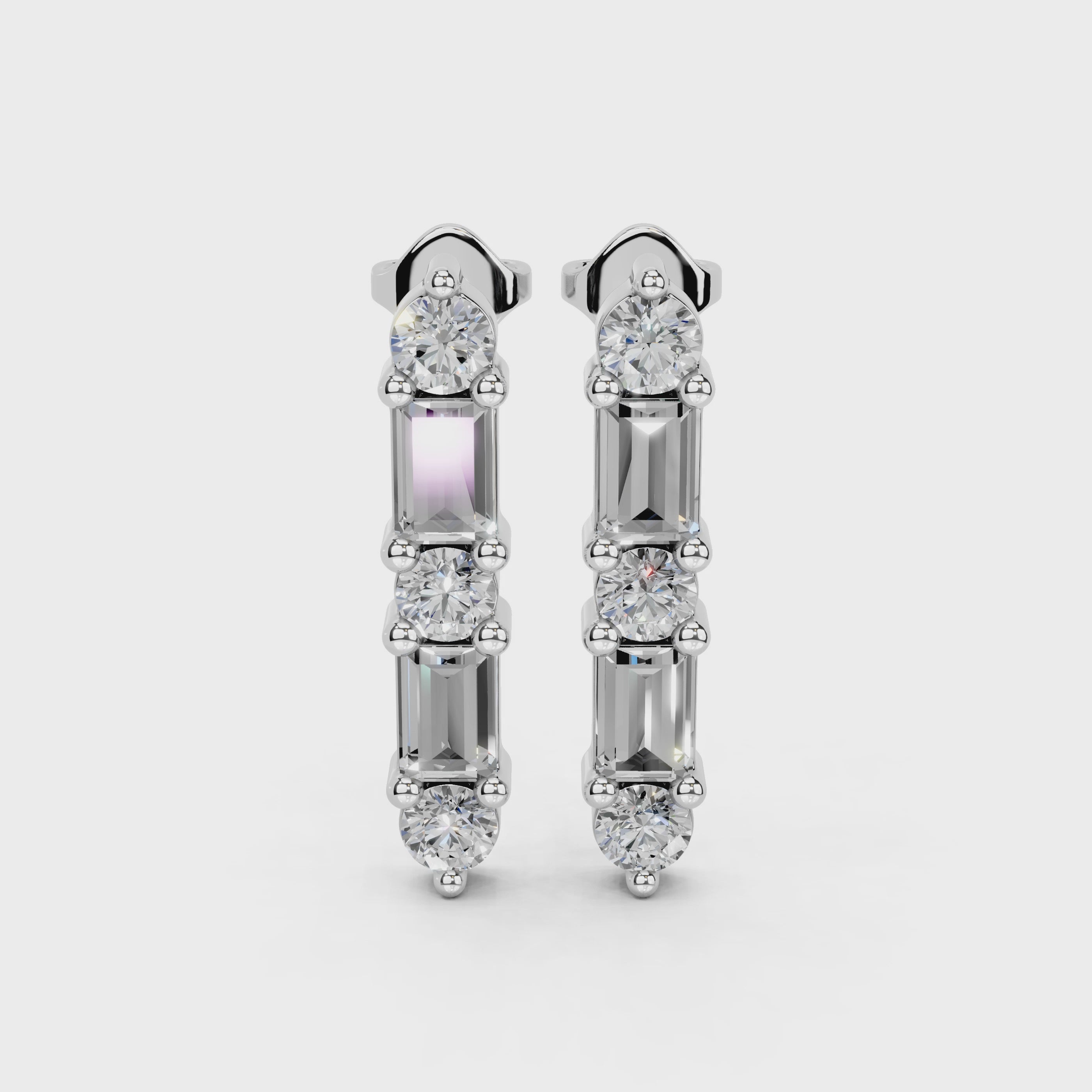 Diamond Bar Stud Earrings