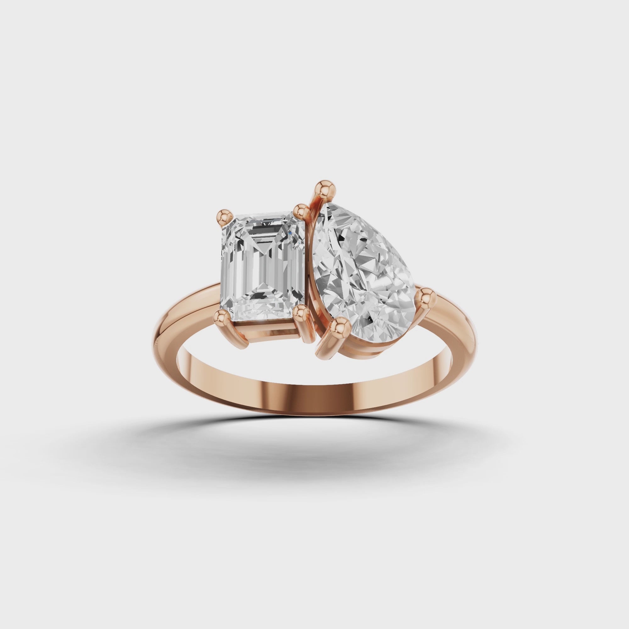 Pear and Radiant Toi Et Moi Ring