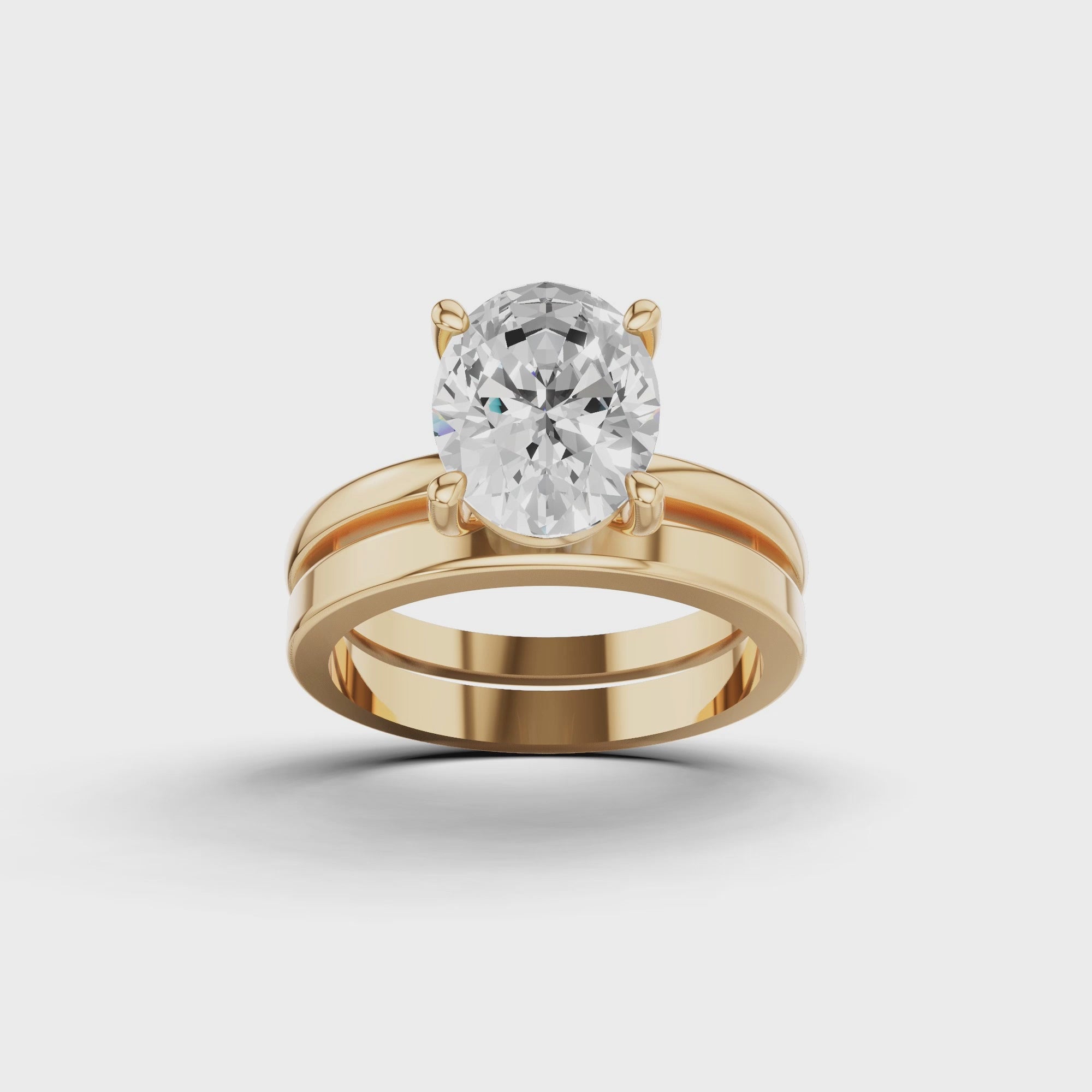 エレガントなオーバルソリティア婚約指輪セット