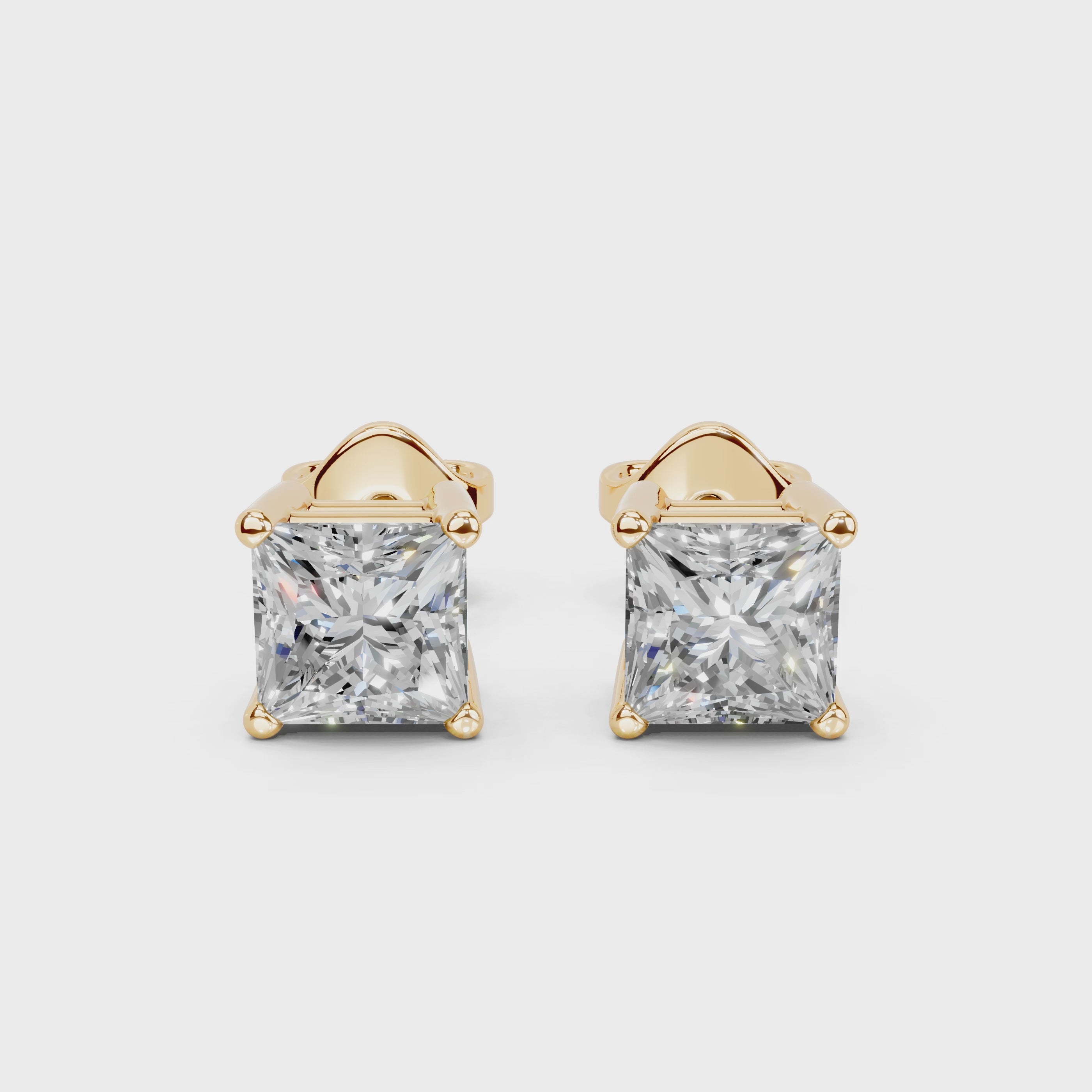 Princess Solitaire Stud Earrings 1 ct