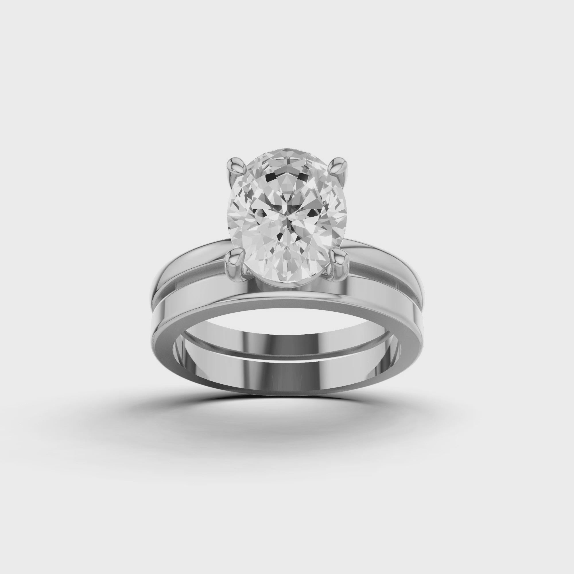 エレガントなオーバルソリティア婚約指輪セット