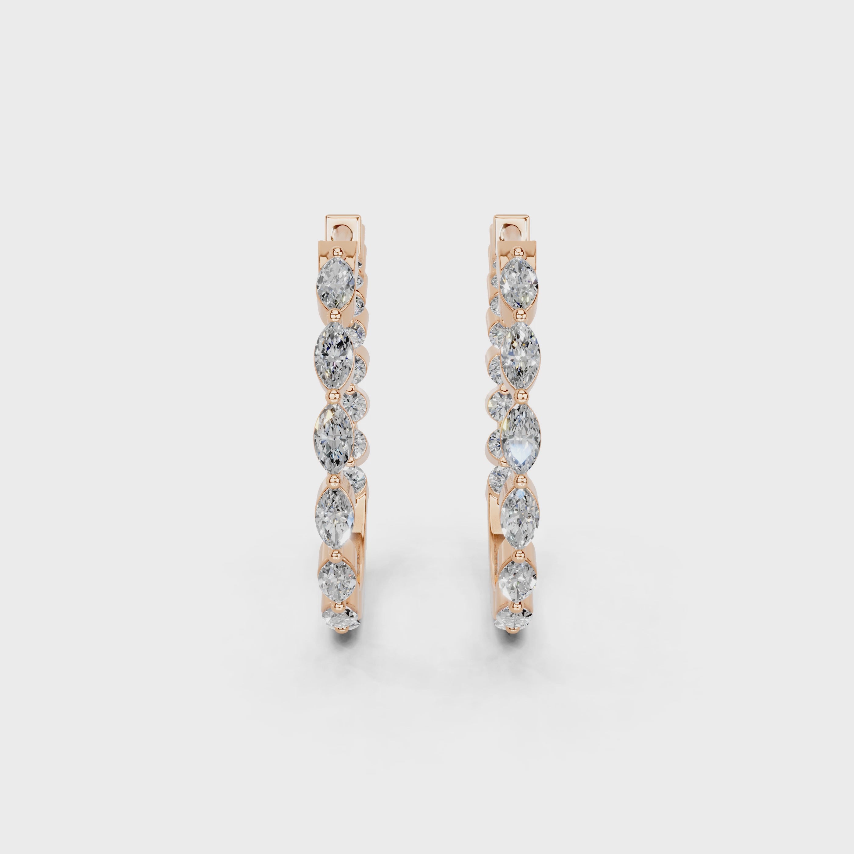 Marquise & Round In & Out Hoop Earrings