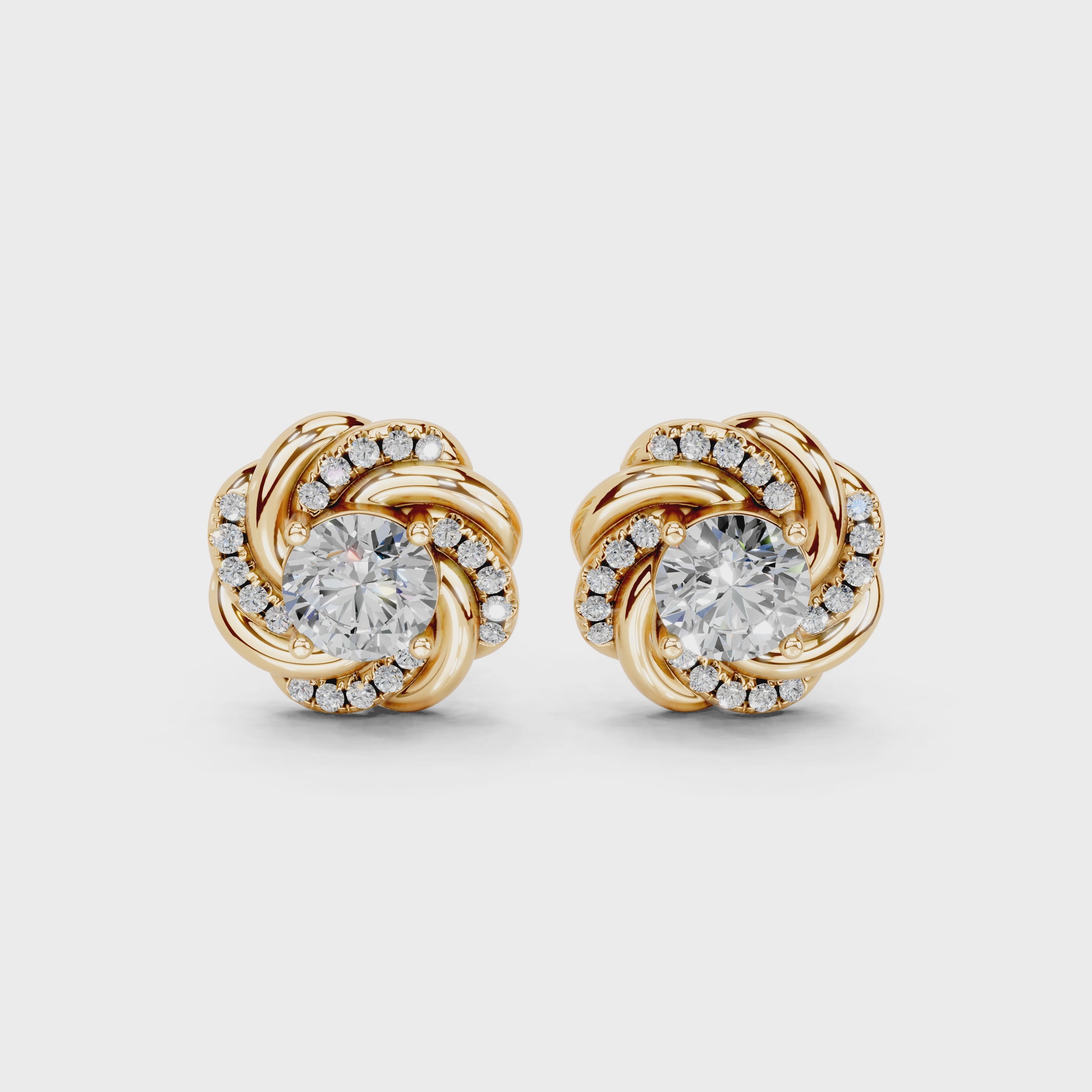 Double Spiral Halo Stud Earrings