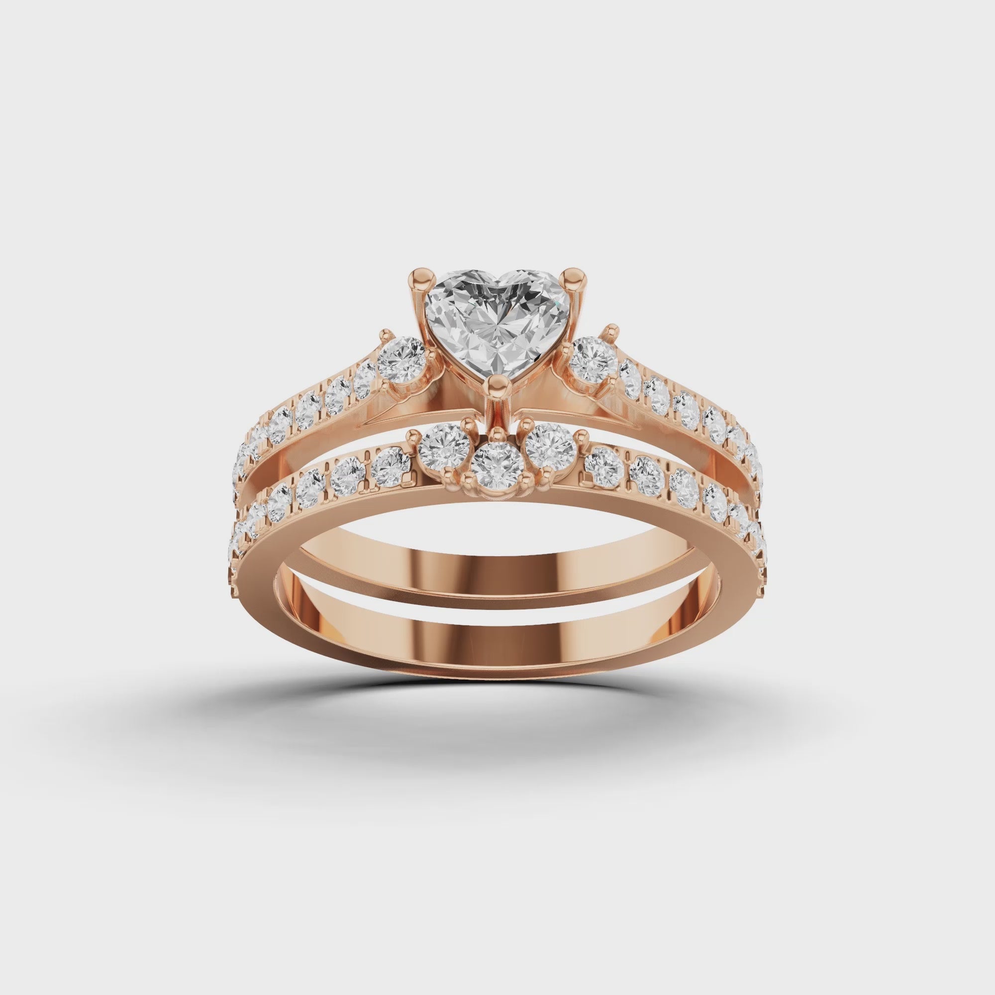 Heart Bridal Ring Set