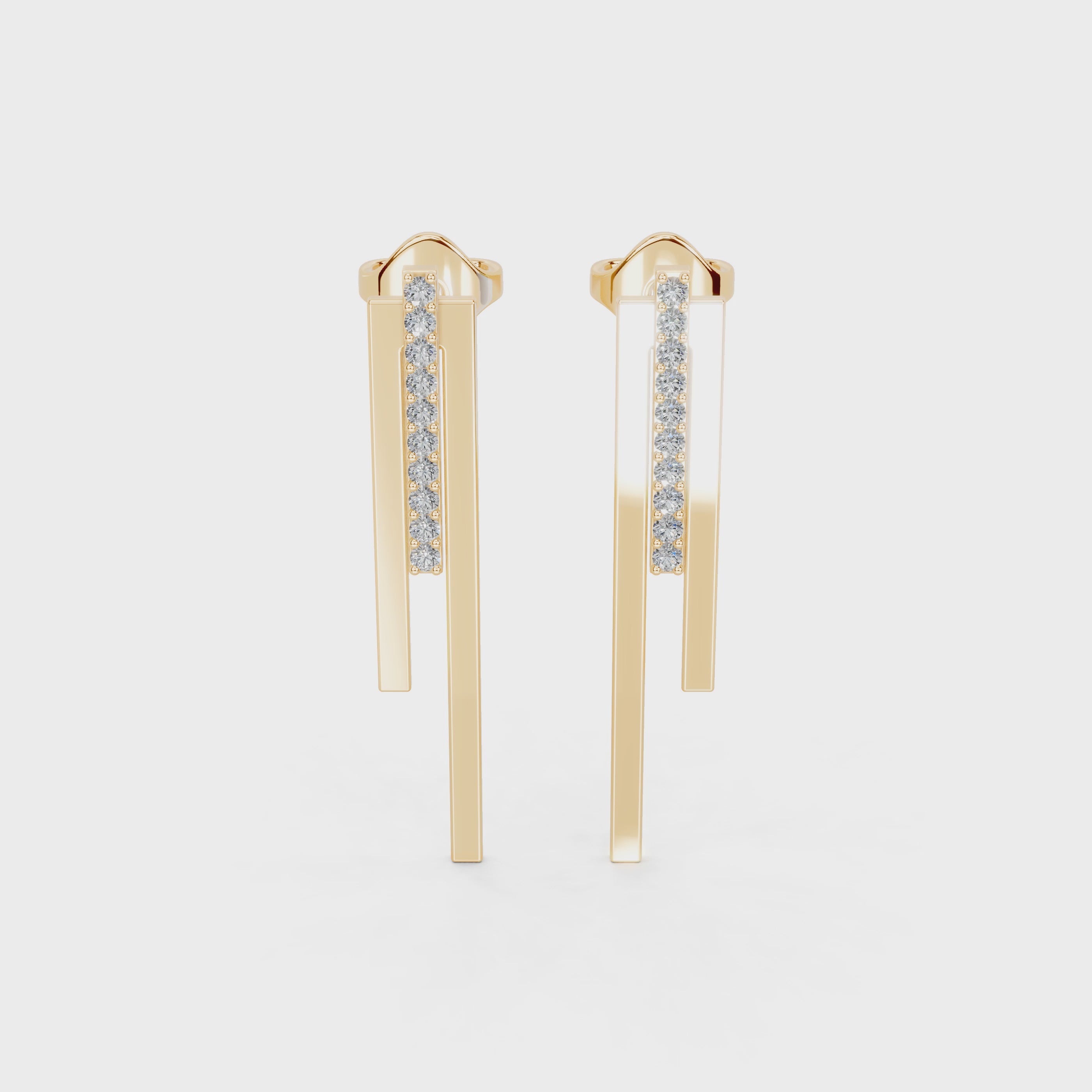 Diamond Bar Drop Earrings